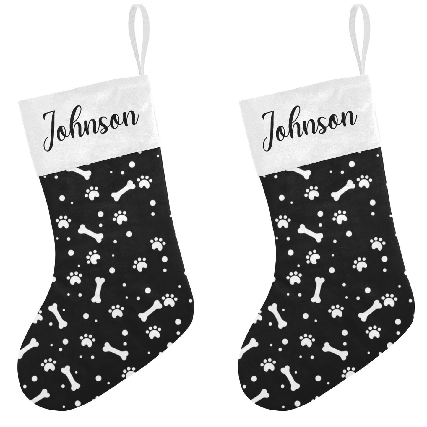 Dog Paw bones Christmas Stocking Custom Name Christmas Socks Gift