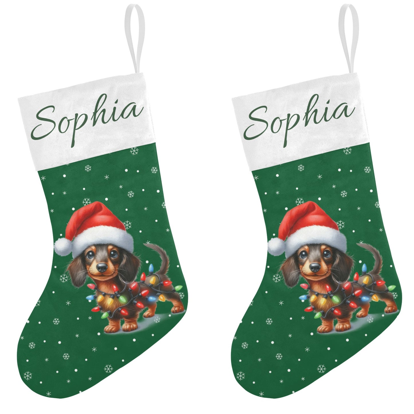 Sausage dog Christmas Stocking Custom Name Santa Socks Gift