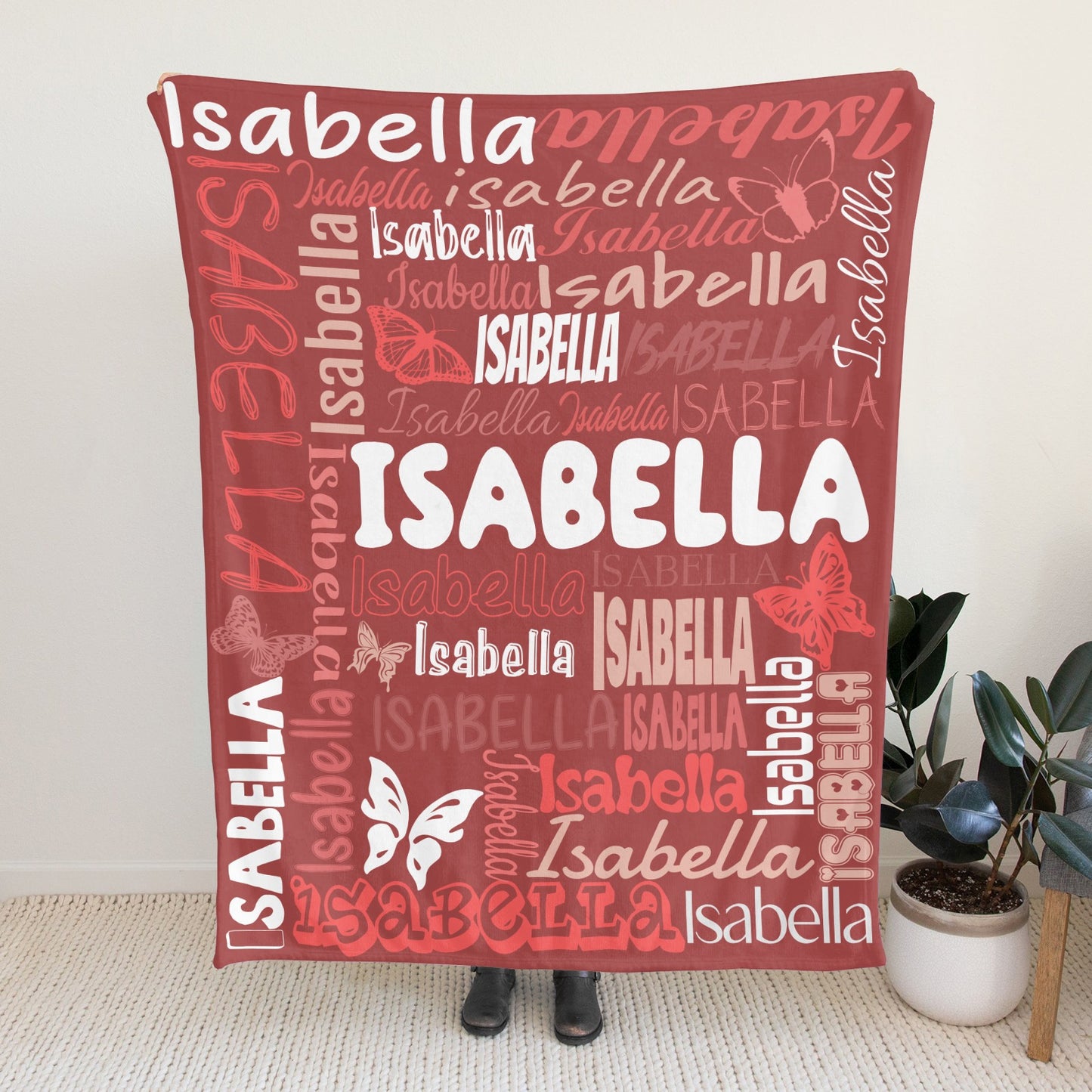 Red Flannel Blanket Name Blanket Personalized Blanket for Adult Kids Flannel Customize Throw Blanket Custom