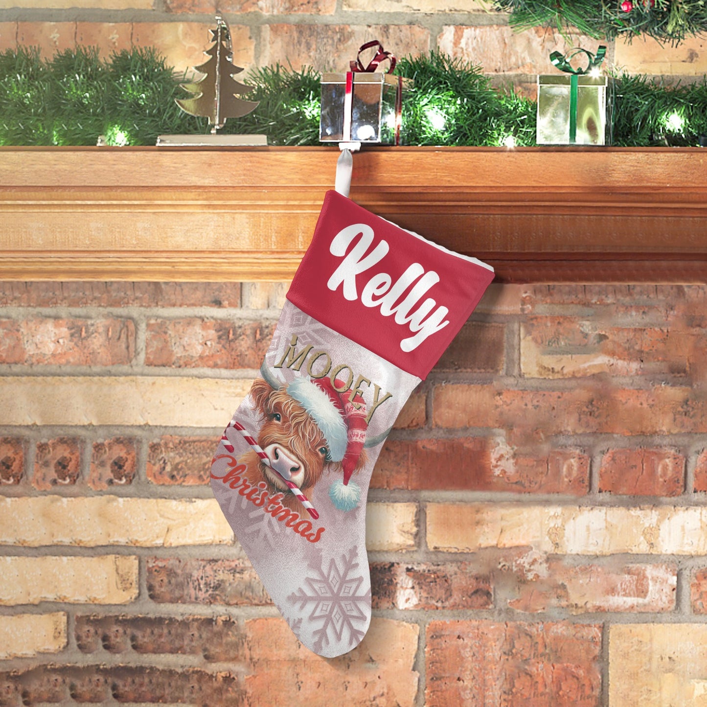 Cow Christmas Stocking Custom Name Santa Socks Gift