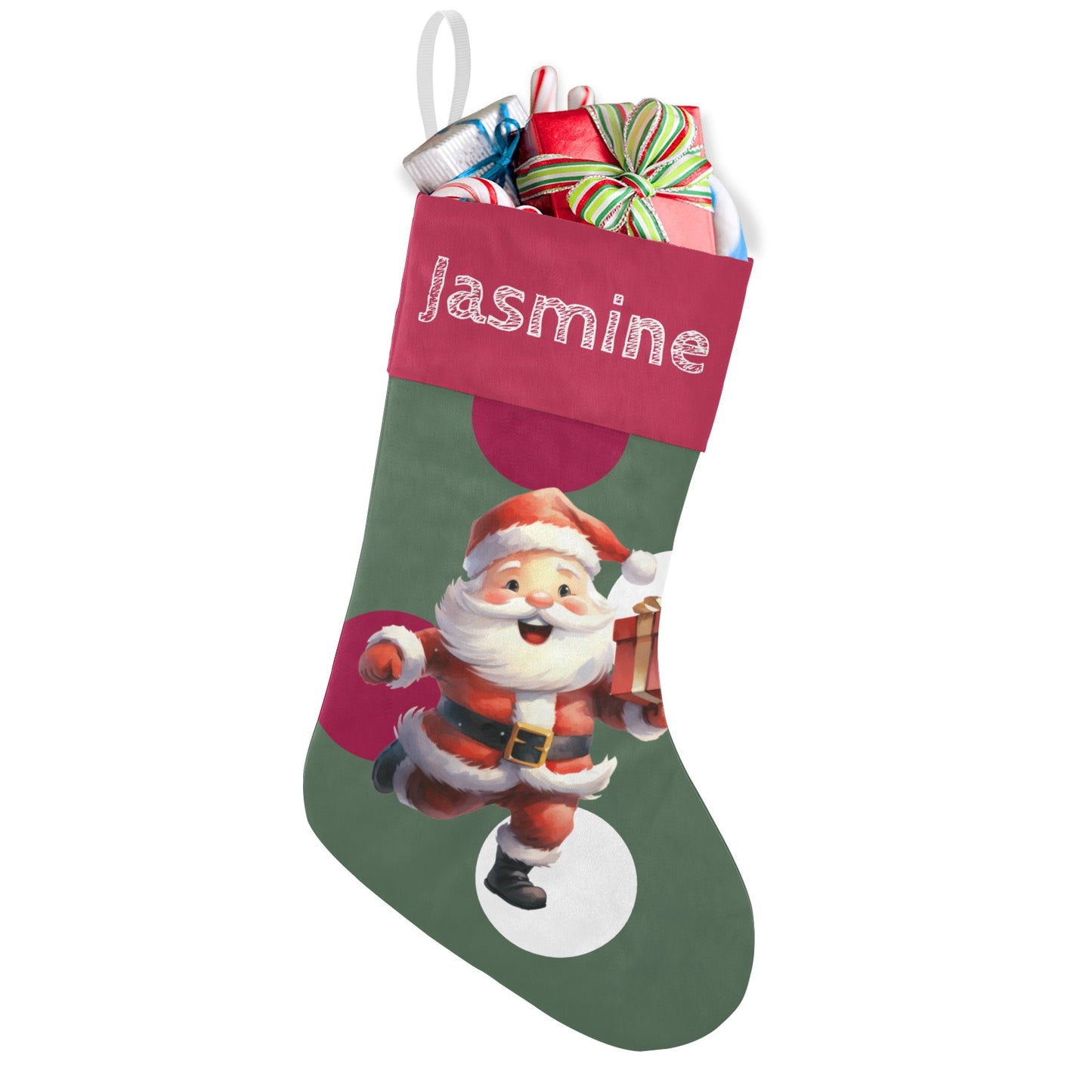 Tie Bow Santa Christmas Stocking Custom Name Santa Socks Gift