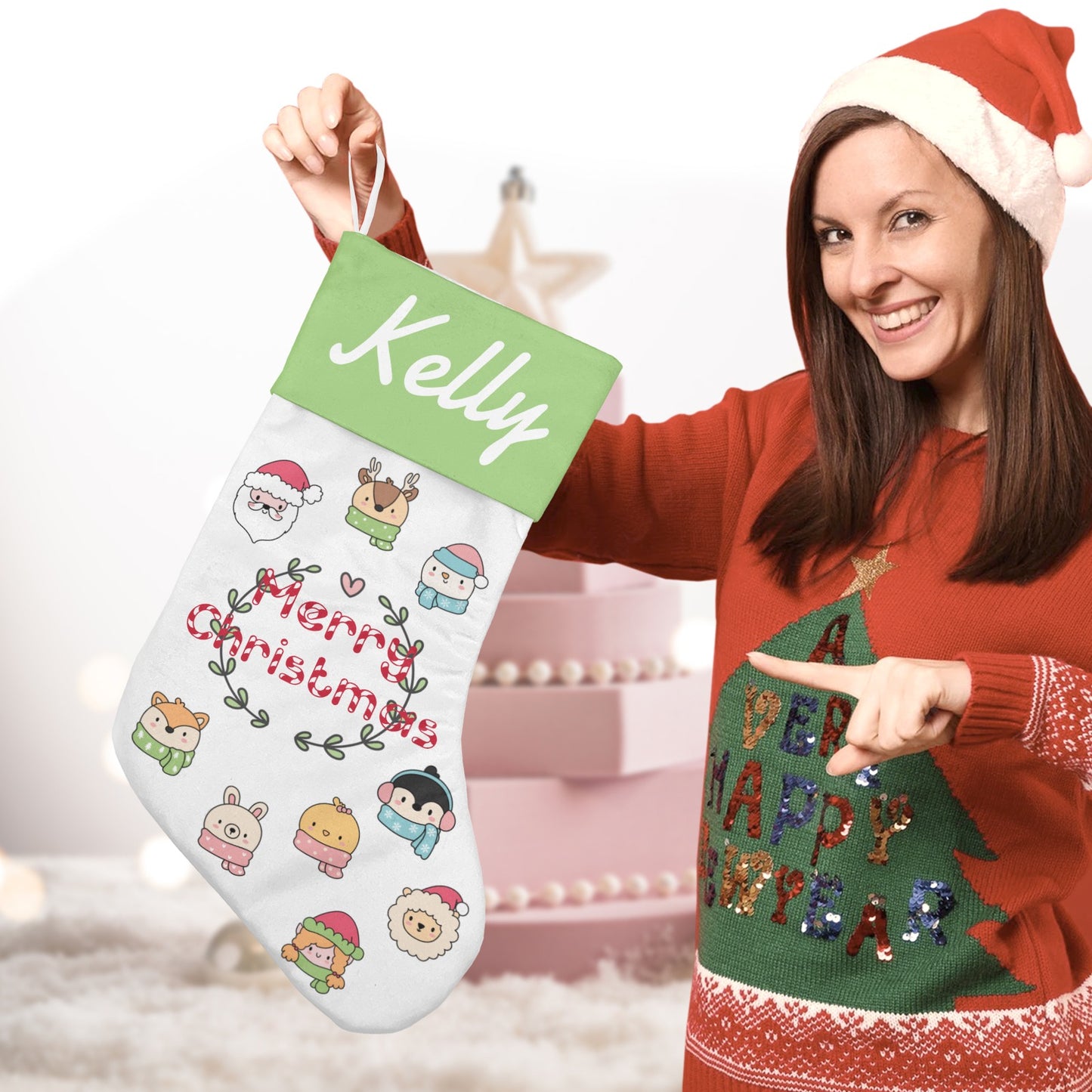 Animal Christmas Stocking Custom Name Santa Socks Gift