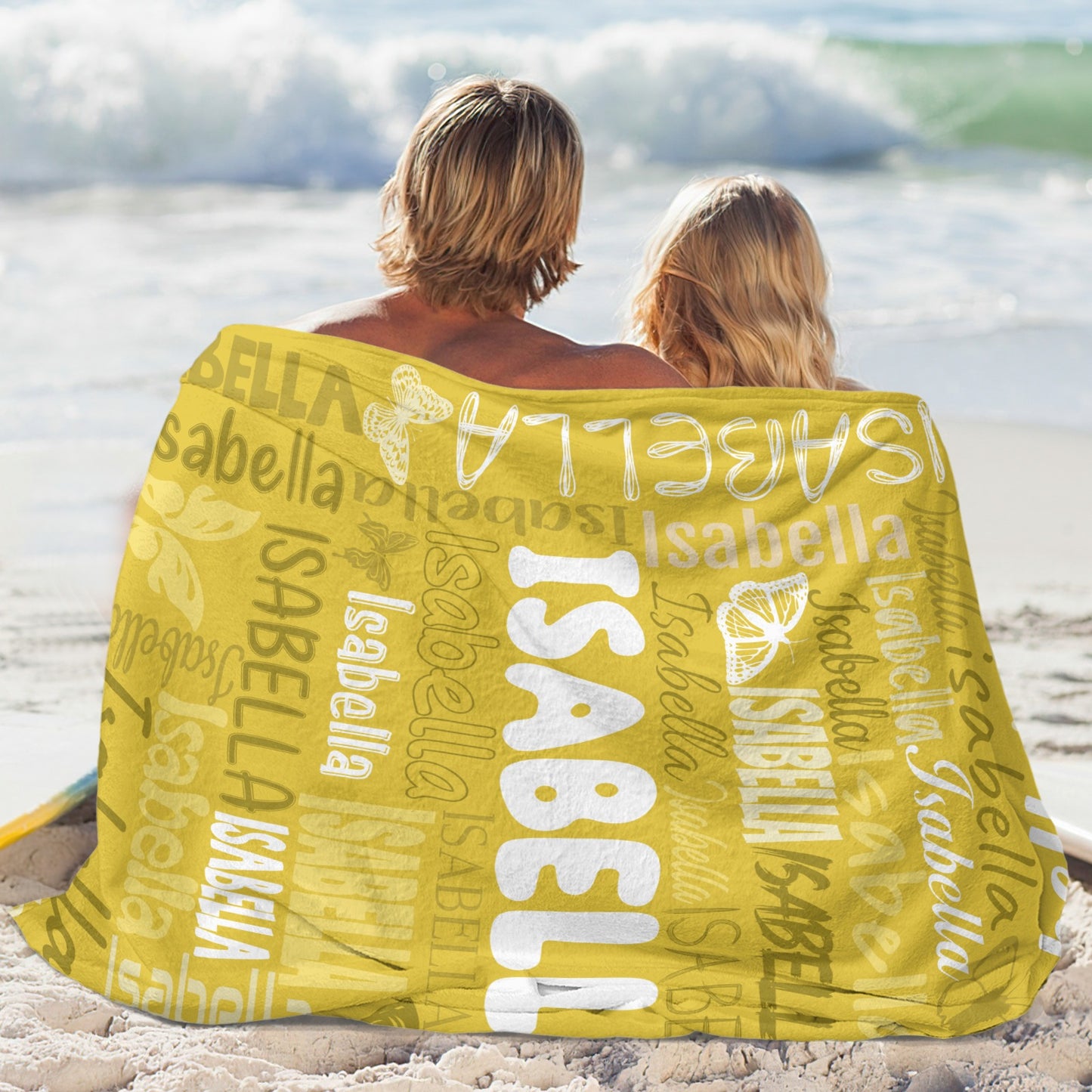 Yellow Flannel Blanket Name Blanket Personalized Blanket for Adult Kids Flannel Customize Throw Blanket Custom