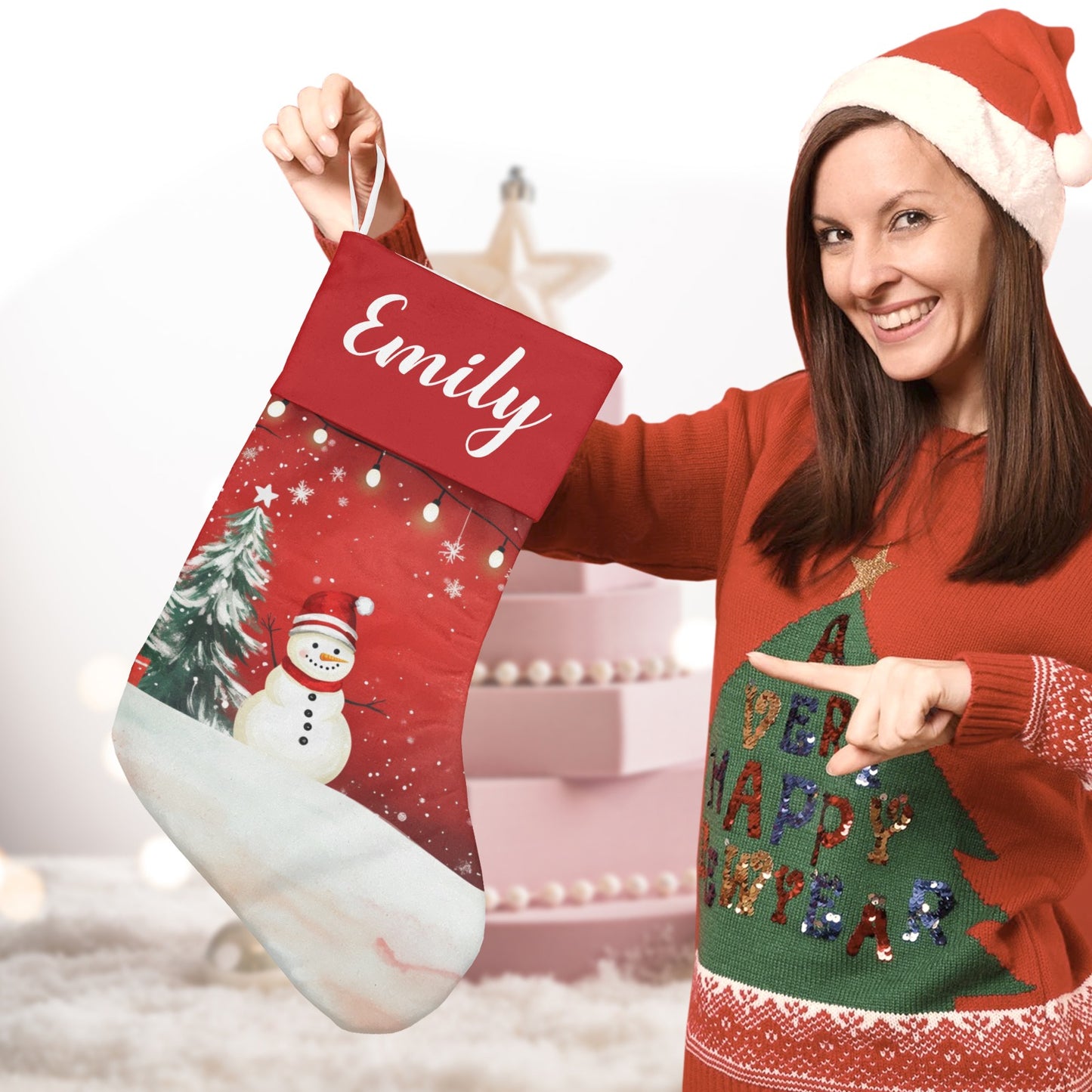Christmas Snowman Christmas Stocking Custom Name Christmas Socks Gift