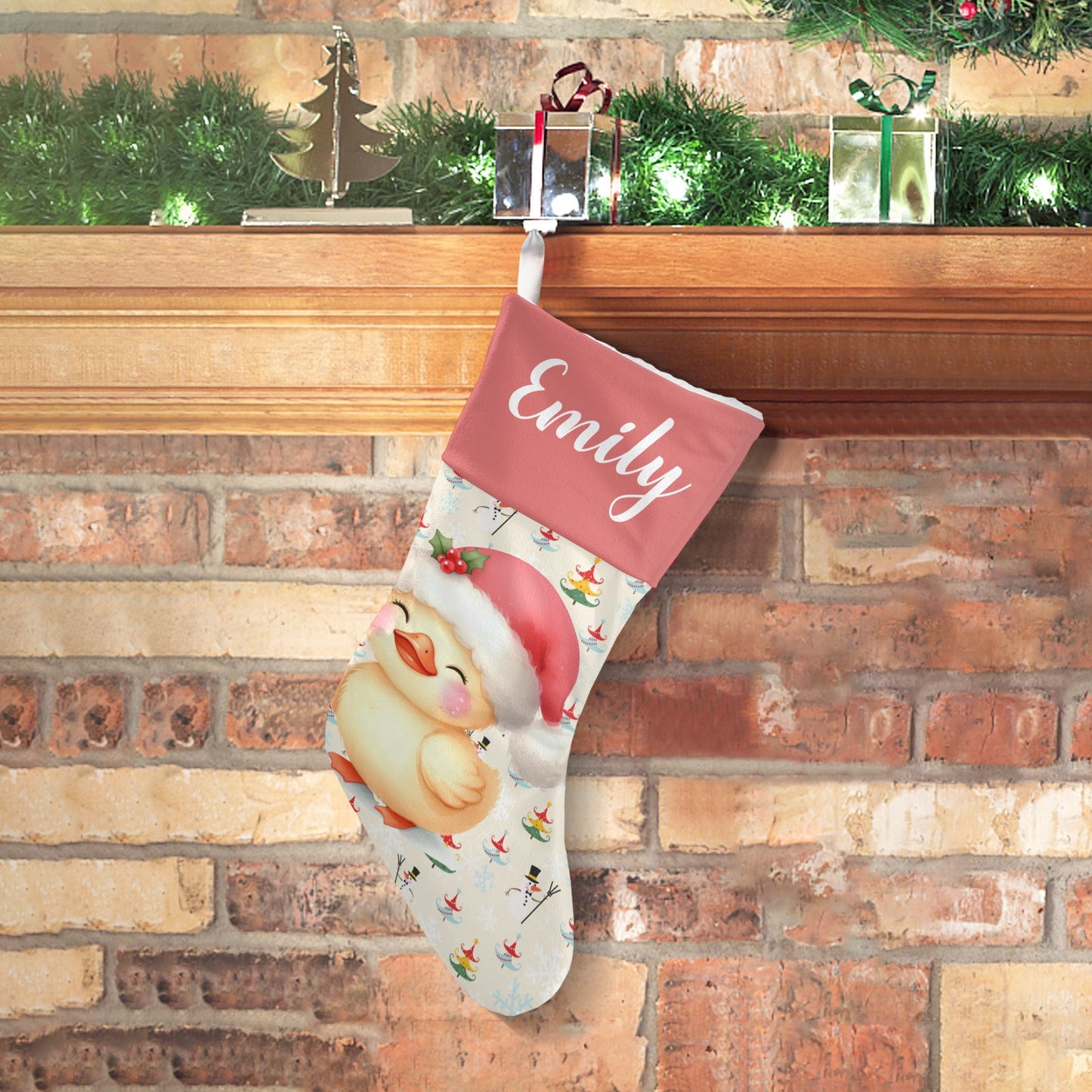 Christmas Duck Christmas Stocking Custom Name Christmas Socks Gift