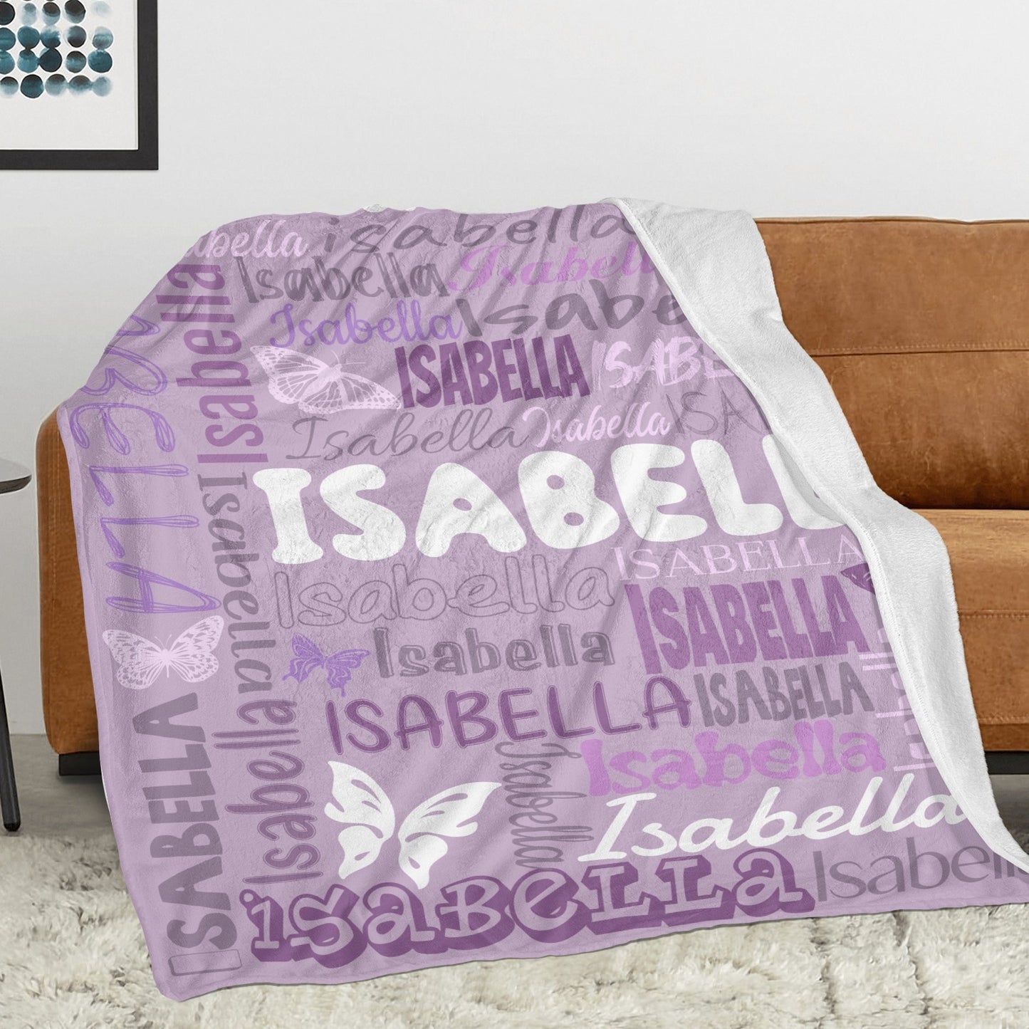 Purple Flannel Blanket Name Blanket Personalized Blanket for Adult Kids Flannel Customize Throw Blanket Custom