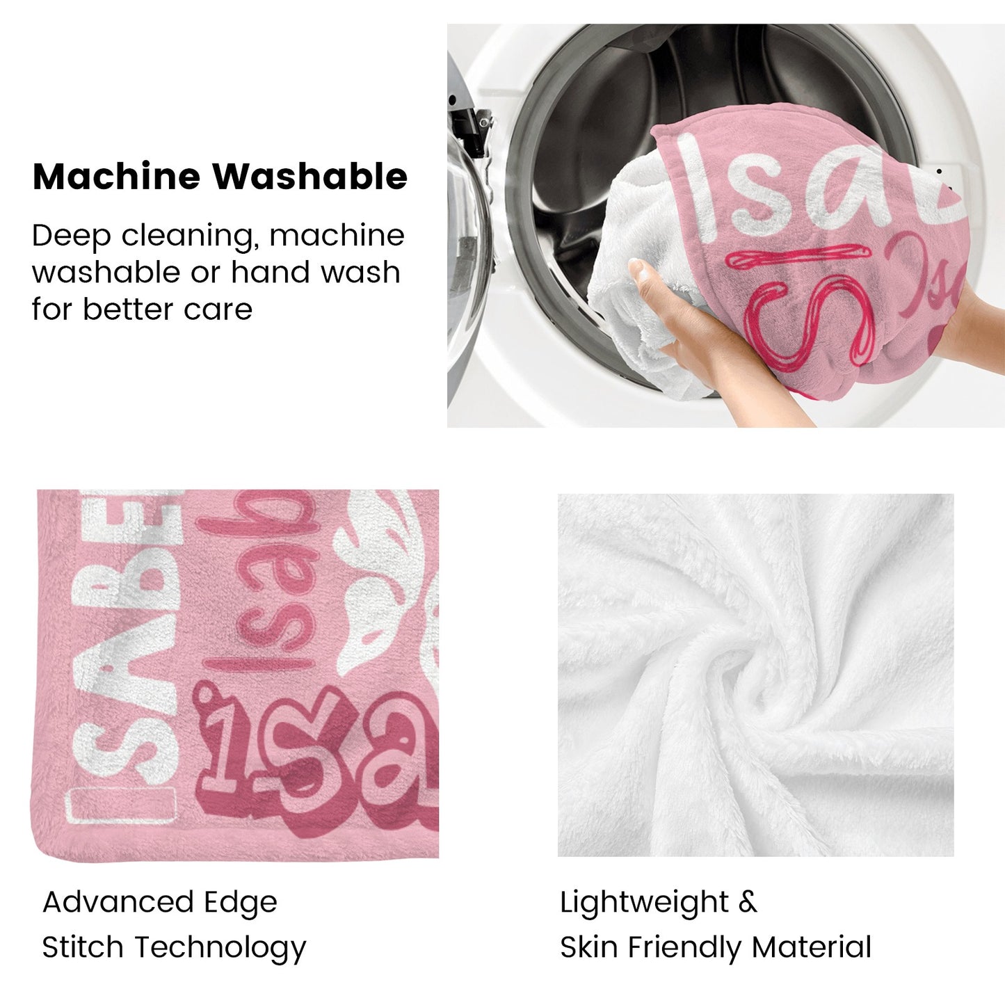 Pink Flannel Blanket Name Blanket Personalized Blanket for Adult Kids Flannel Customize Throw Blanket Custom