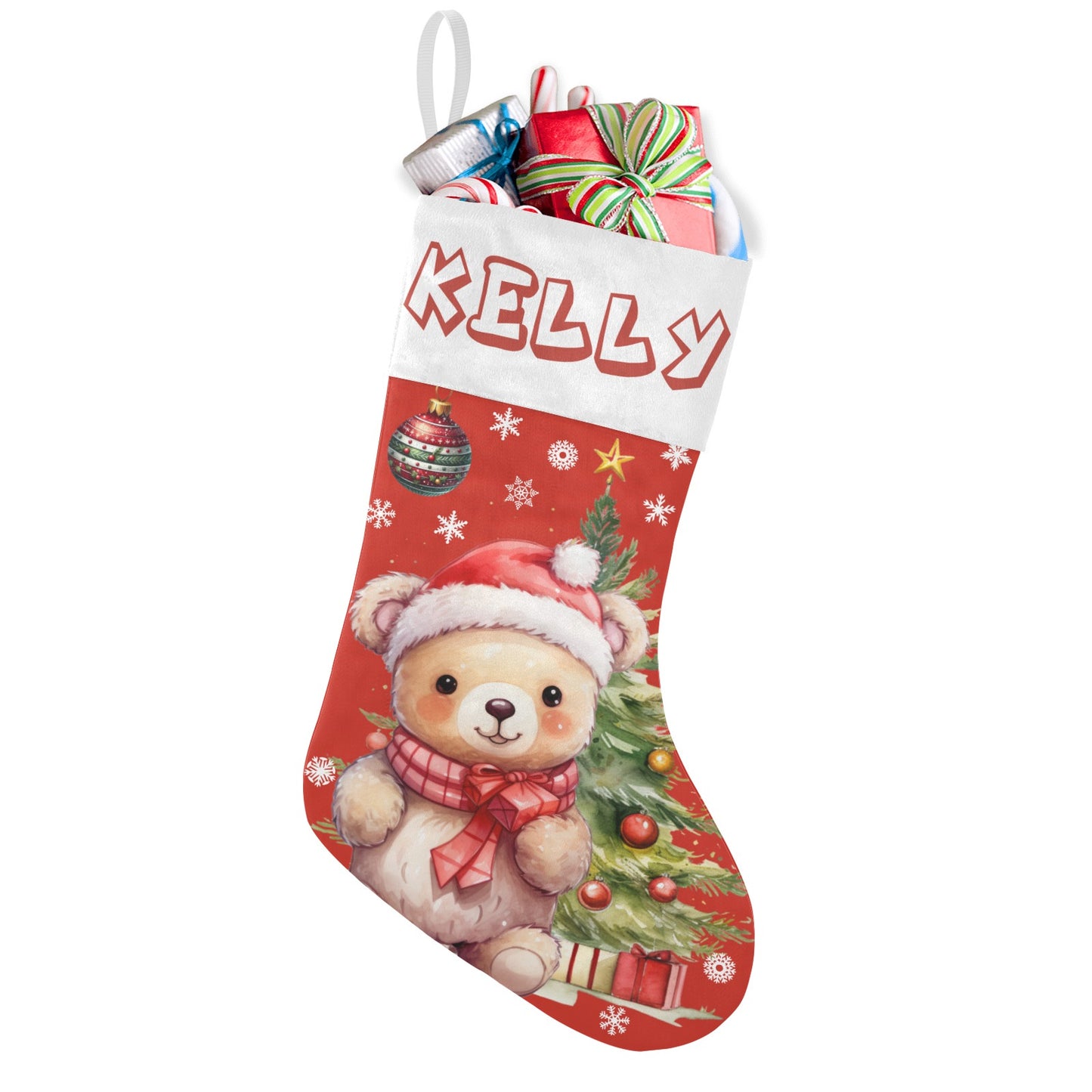 Christmas Small Bear Christmas Stocking Custom Name Santa Socks Gift