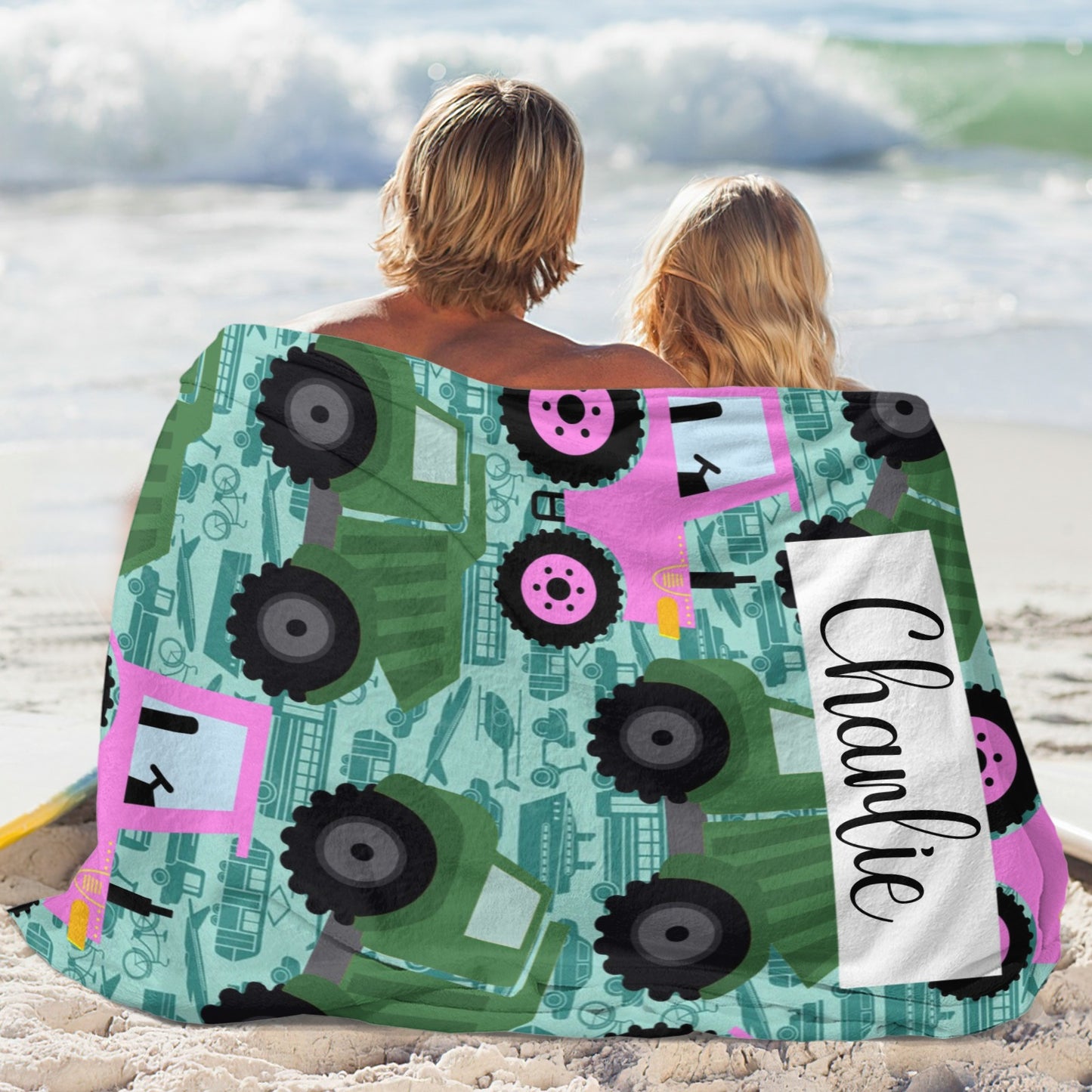 Truck Tractor Flannel Blanket Custom Name Blanket Gift for Men Women