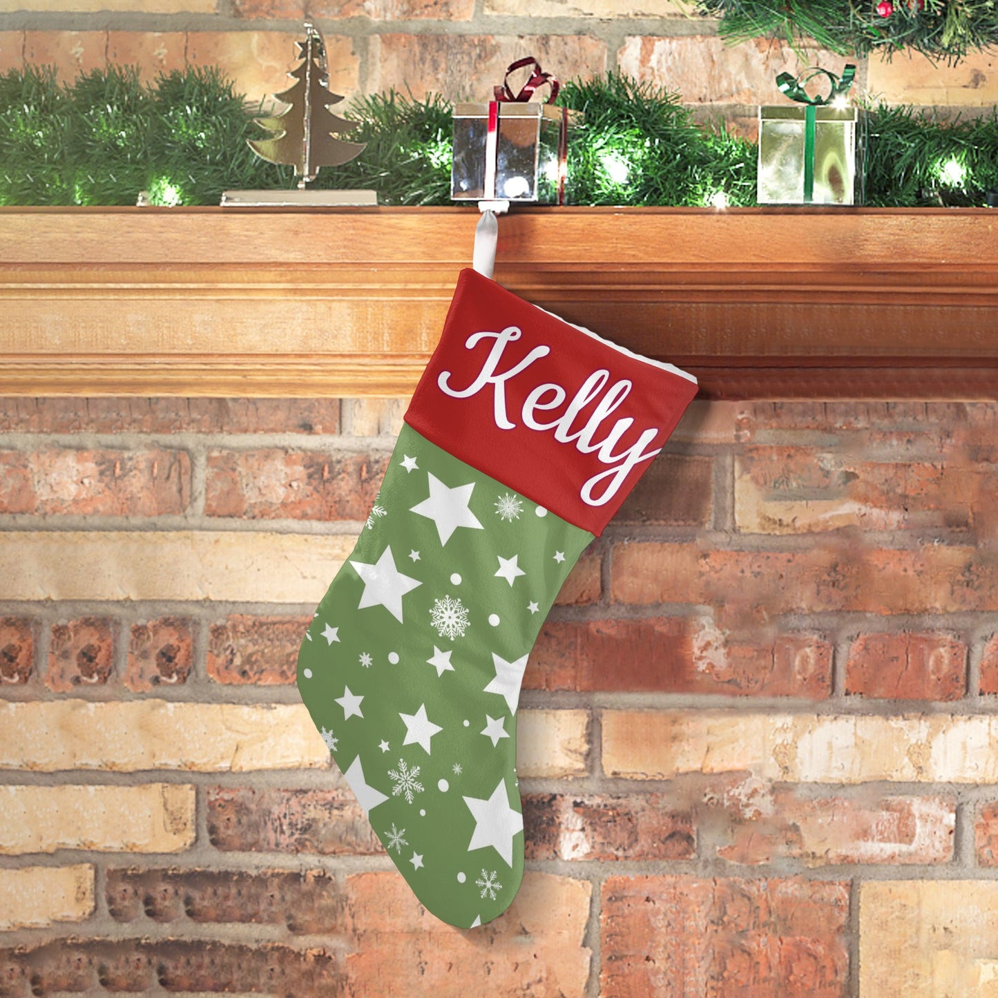 Car snowflakes Christmas Stocking Custom Name Santa Socks Gift