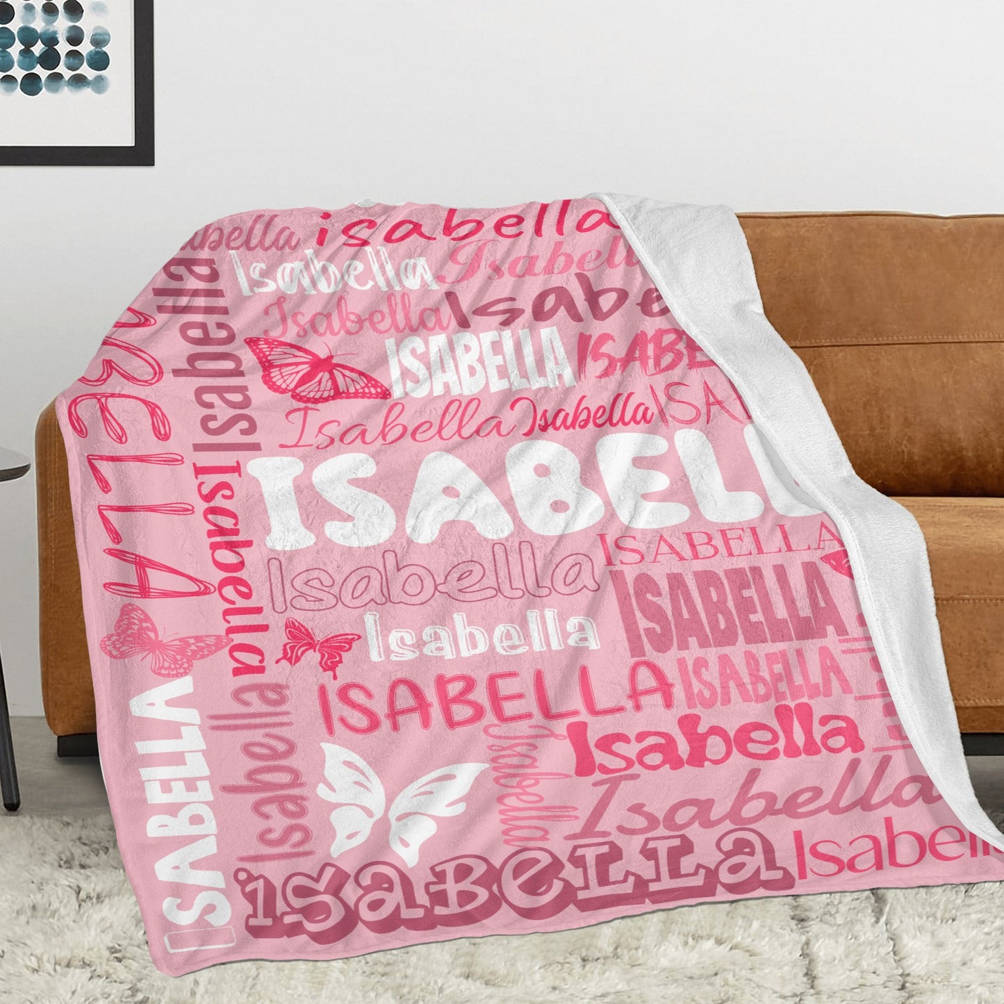 Pink Flannel Blanket Name Blanket Personalized Blanket for Adult Kids Flannel Customize Throw Blanket Custom
