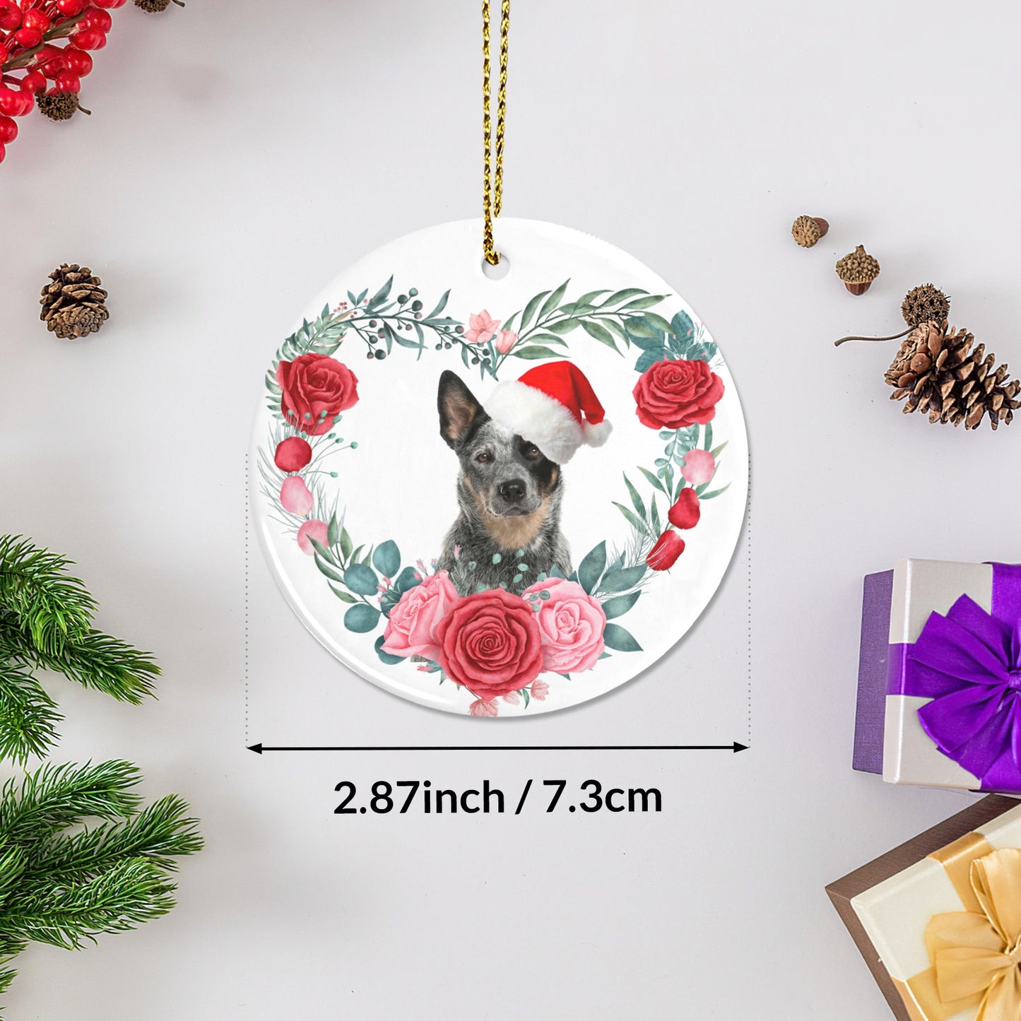 flower (123) Christmas Ornaments Custom Name Santa Gift