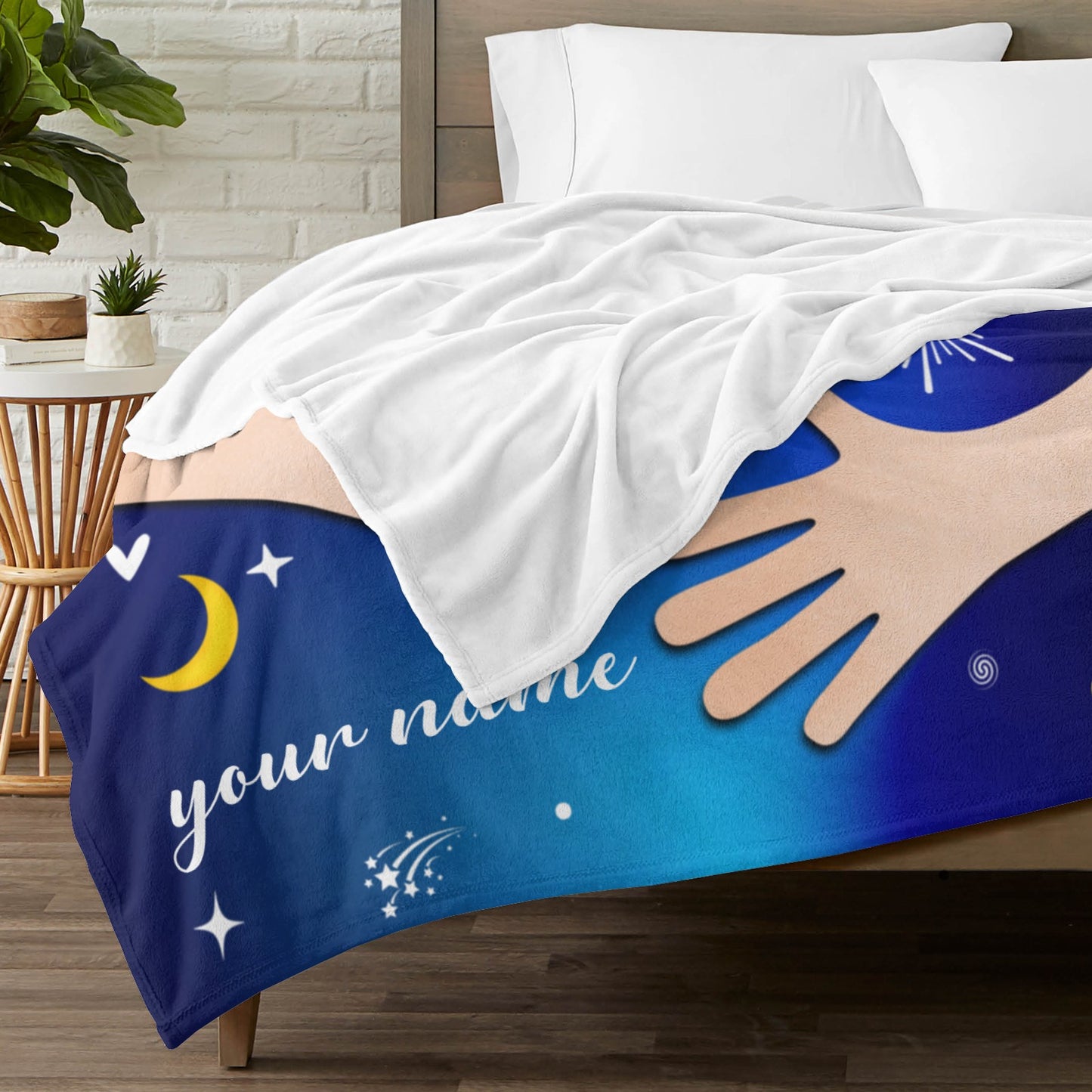 Royal Blue Flannel Blanket Custom Name Blanket Gift for Men Women