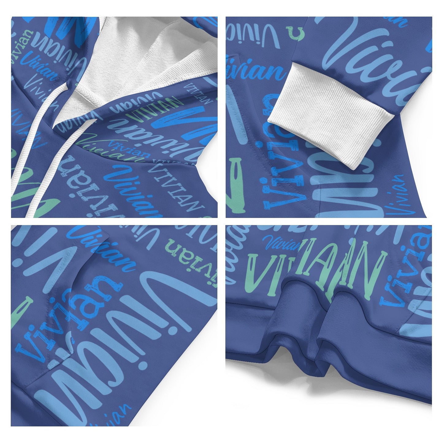 Blue Unisex Heavy Blend Hoodie Customized Hooded Sweatshirt with Name Women and Girl