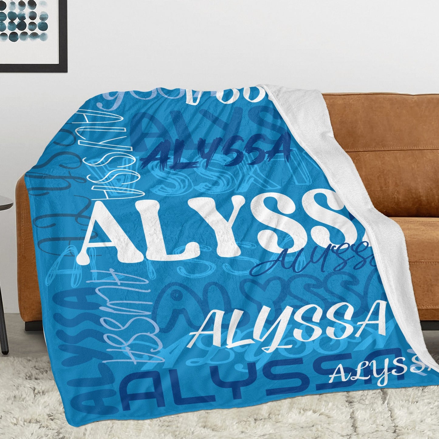 Blue Flannel Blanket Name Blanket Personalized Blanket for Adult Kids Flannel Customize Throw Blanket Custom