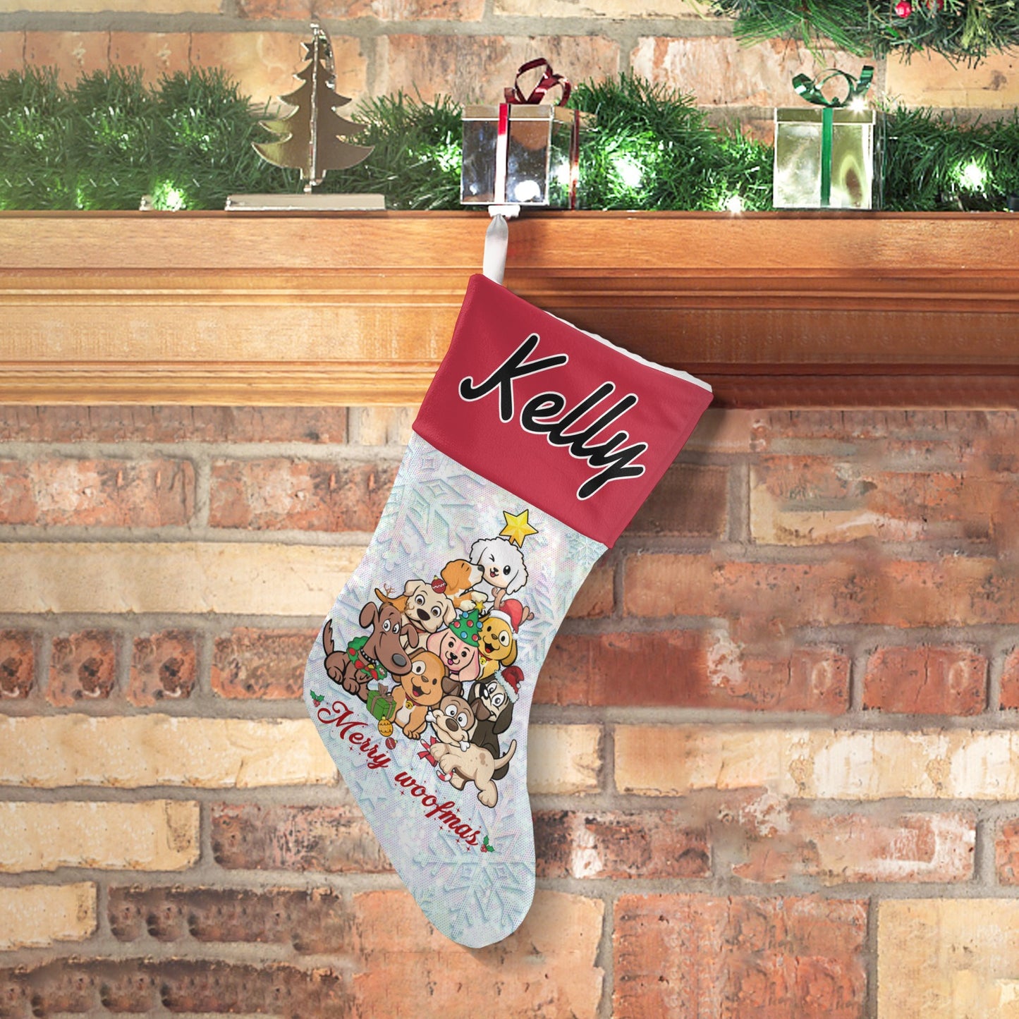 Dogs Christmas Stocking Custom Name Santa Socks Gift