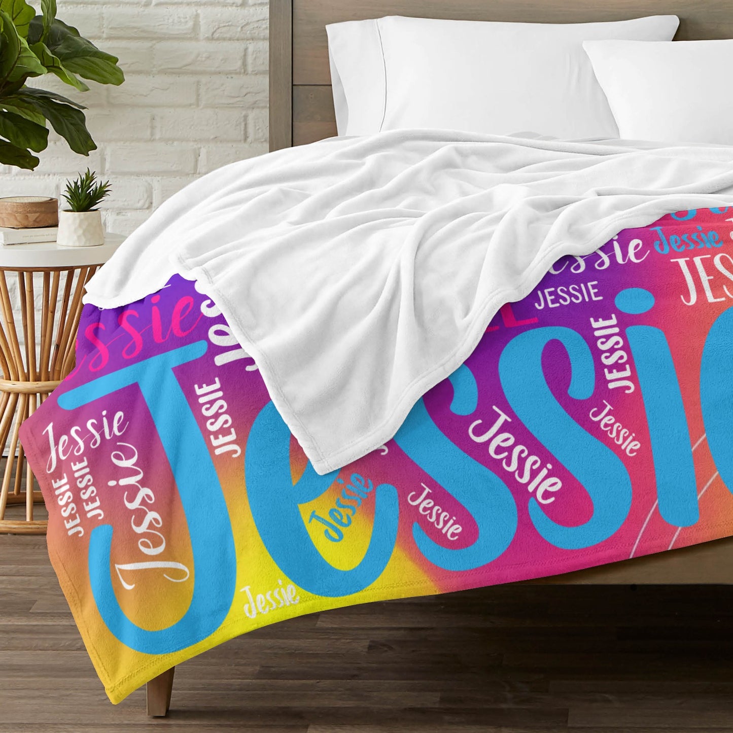Colorful Flannel Blanket Custom Name Blanket Gift for Men Women