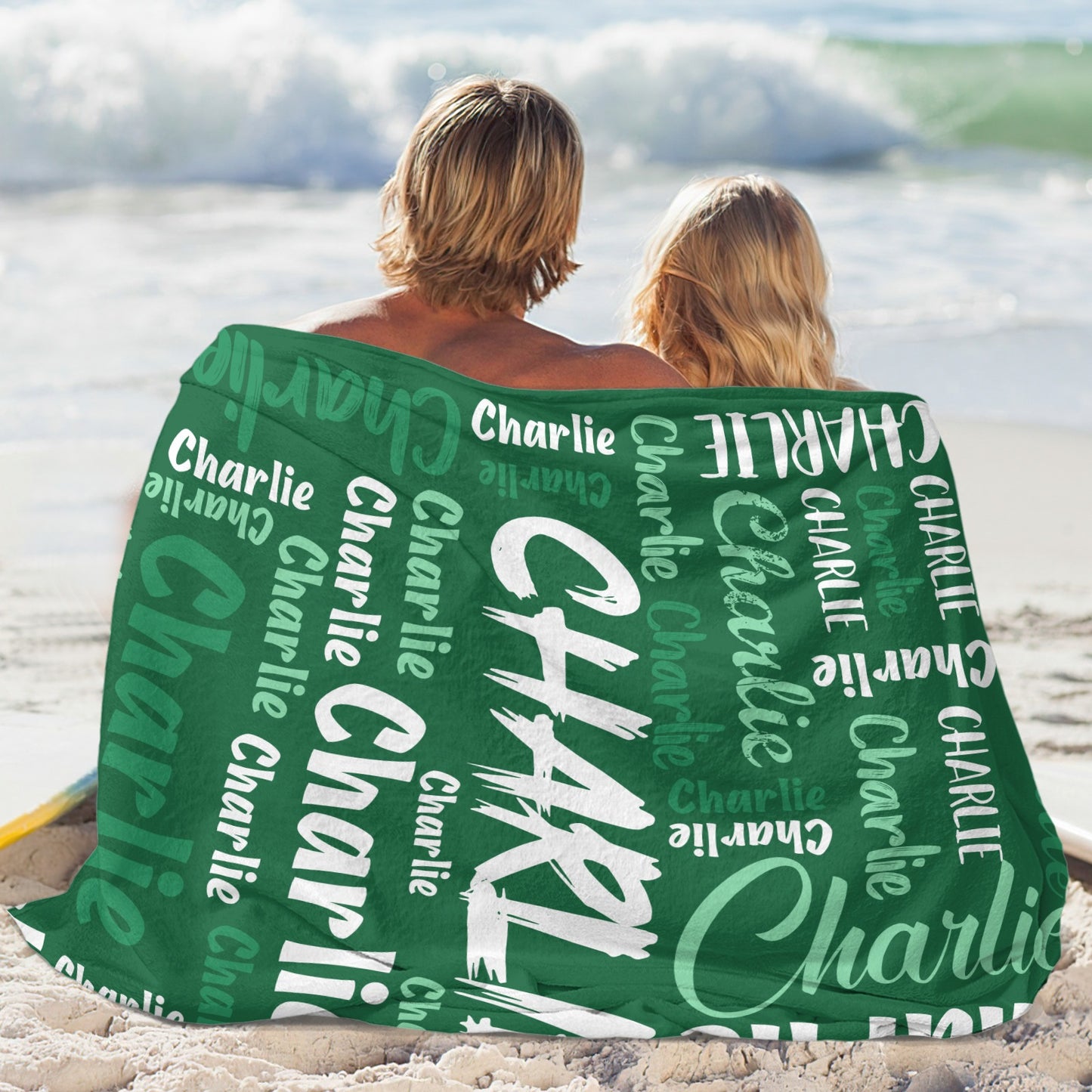 Green Flannel Blanket Custom Name Blanket Gift for Men Women