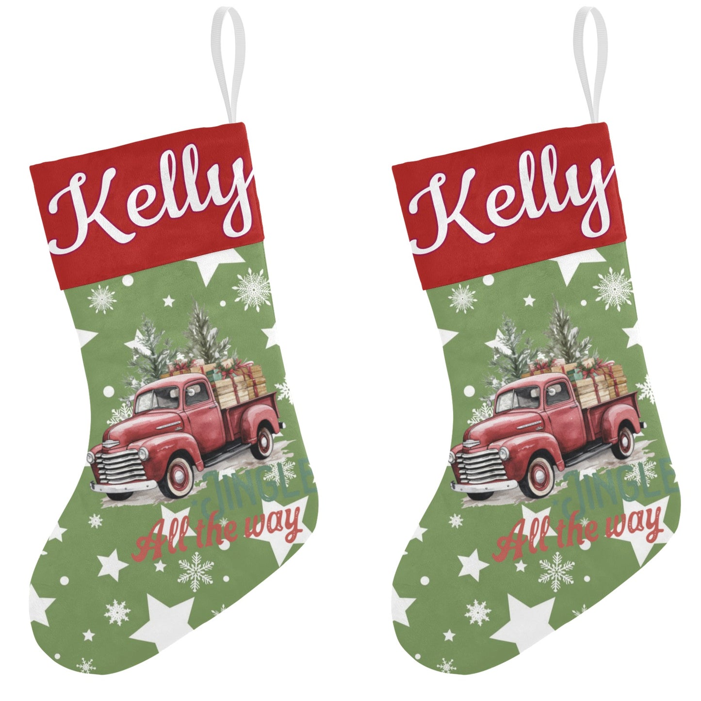 Car snowflakes Christmas Stocking Custom Name Santa Socks Gift