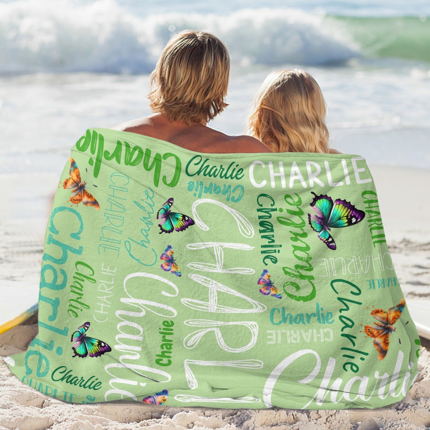 Green Flannel Blanket Custom Name Blanket Gift for Men Women