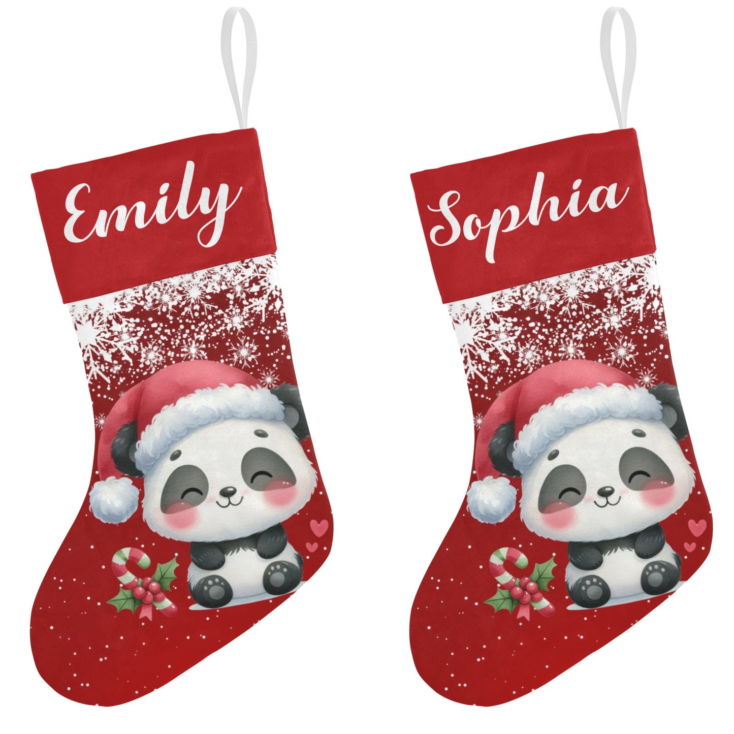 Panda Christmas Stocking Custom Name Christmas Socks Gift