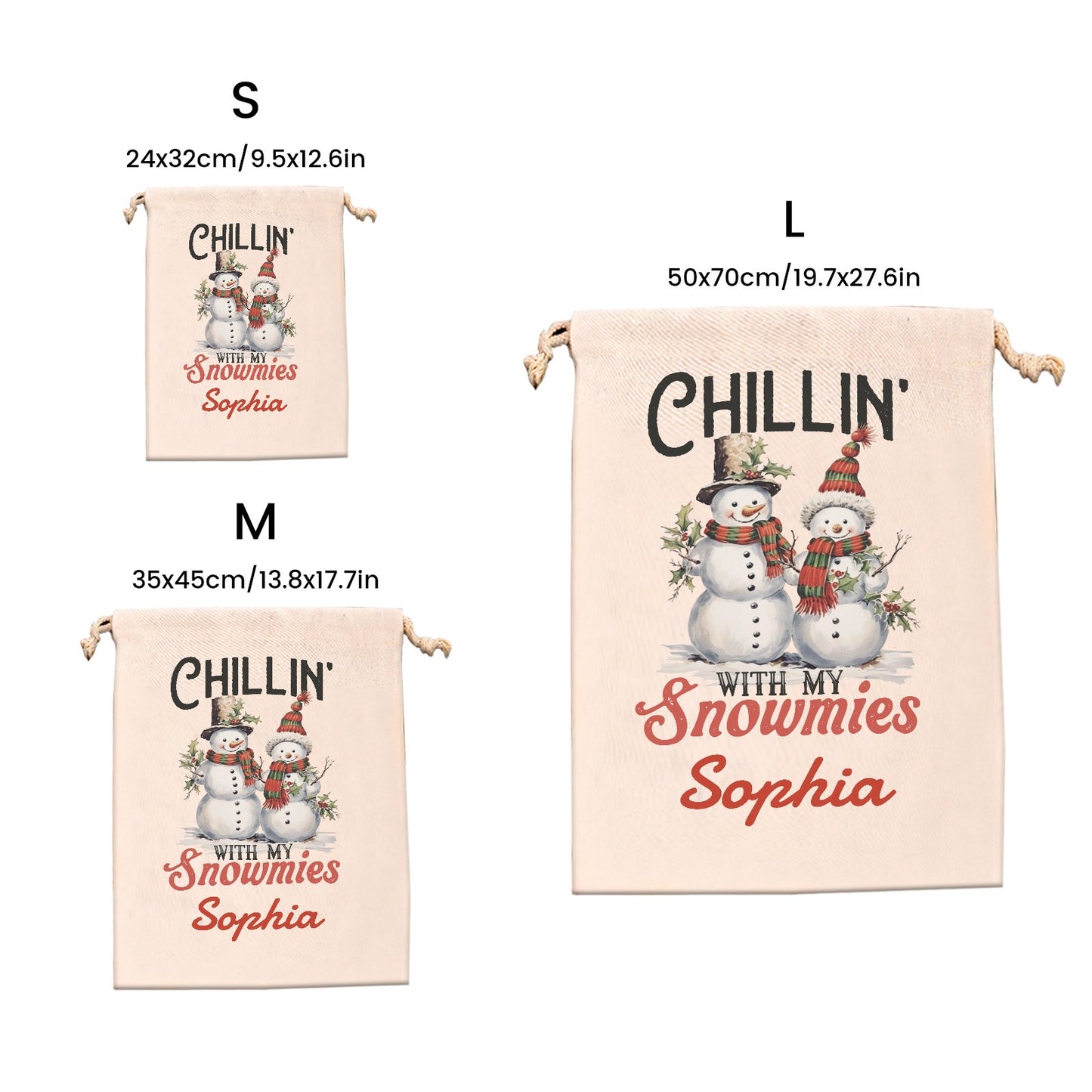 snowmen Christmas Gift Bag Personalized Christmas Wrapping Gift Bags