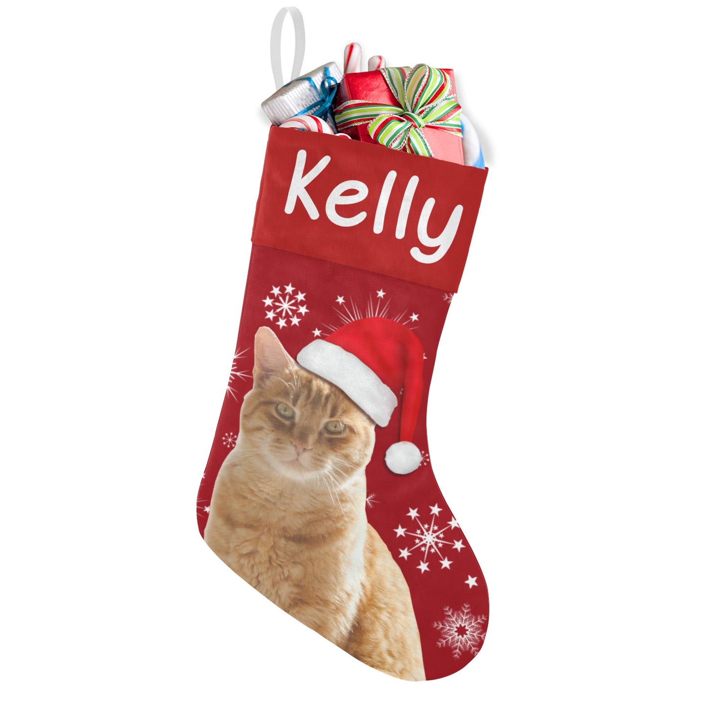 cat-live Christmas Stocking Custom Name Santa Socks Gift