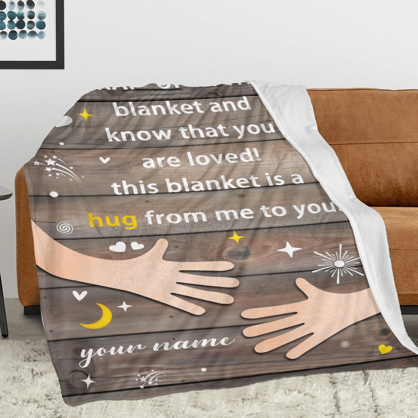 Wood Flannel Blanket Custom Name Blanket Gift for Men Women