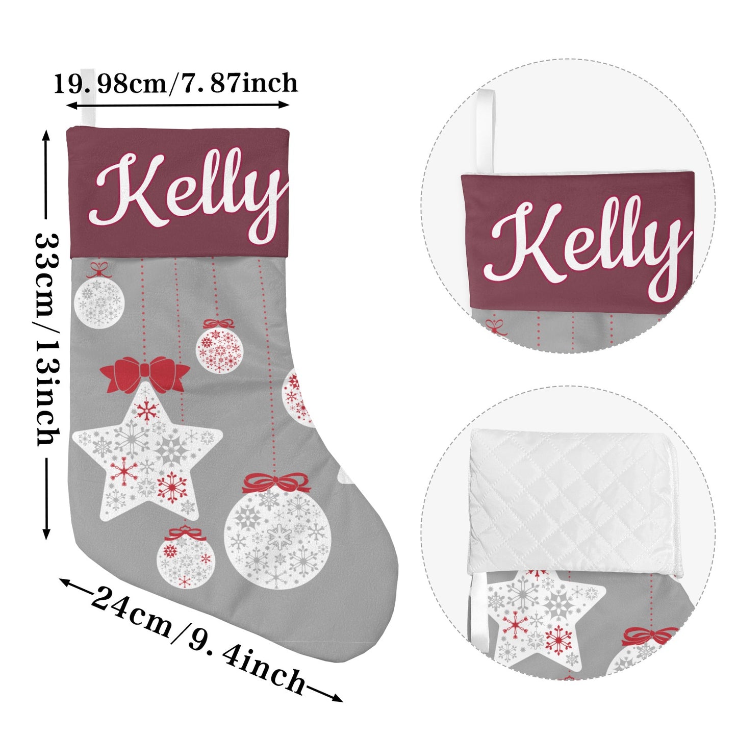 Pentagram Snowflake Christmas Stocking Custom Name Santa Socks Gift