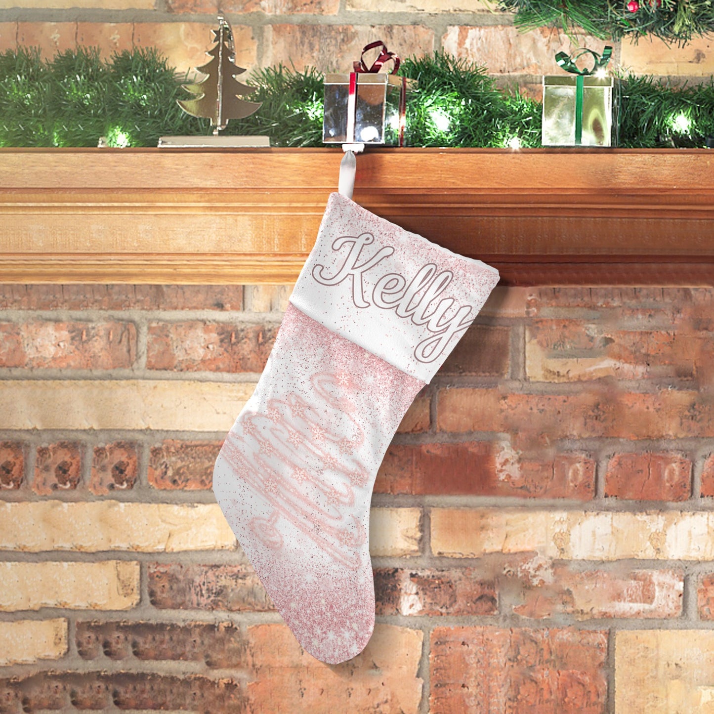 Snowflake Tree Christmas Stocking Custom Name Santa Socks Gift