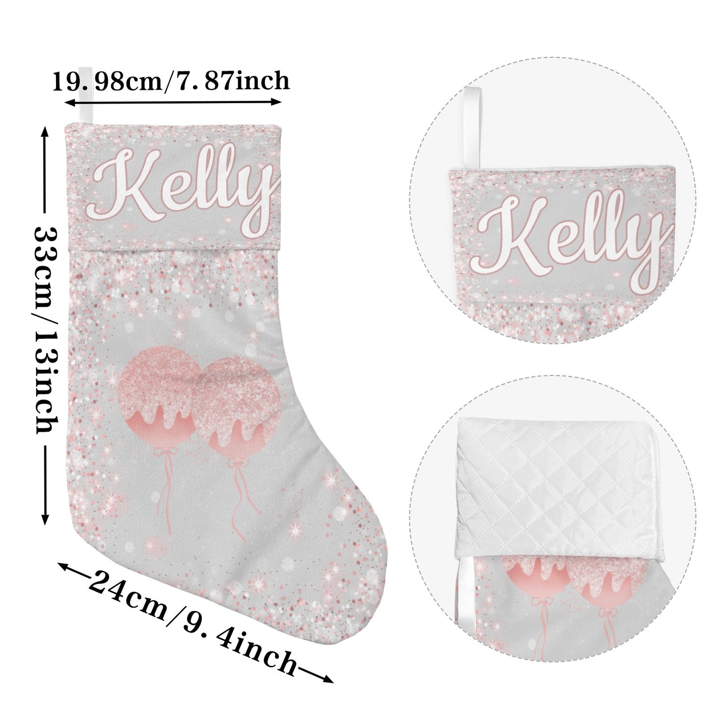 Sequin Christmas Stocking Custom Name Santa Socks Gift