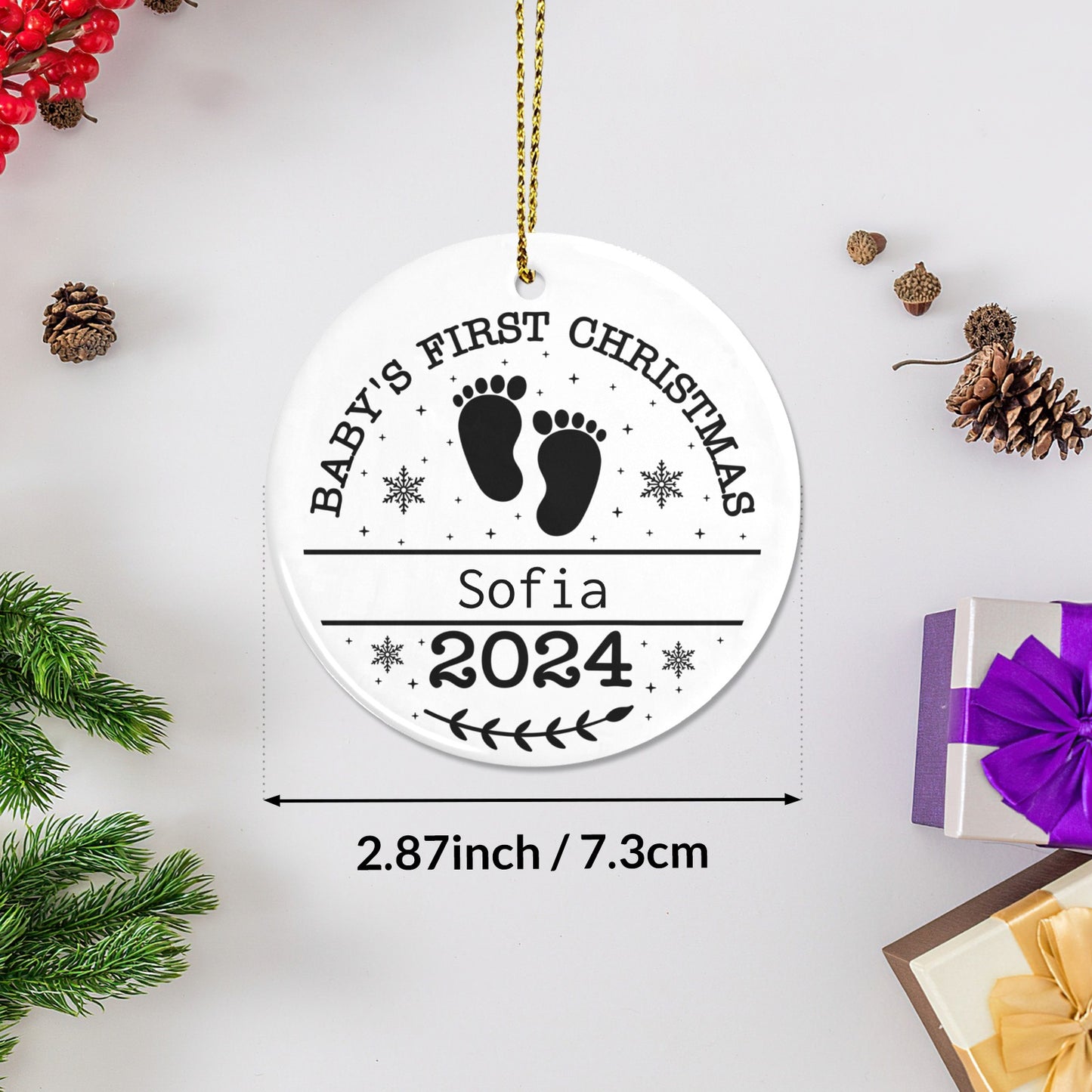 baby Christmas Ornaments Custom Name Santa Gift
