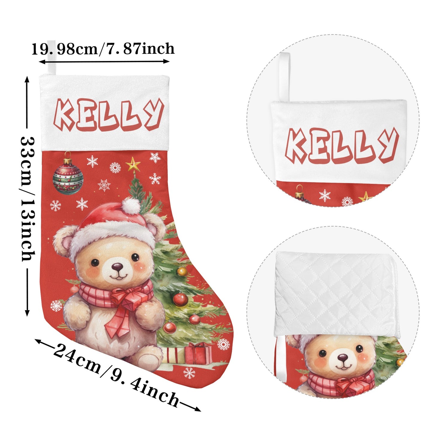 Christmas Small Bear Christmas Stocking Custom Name Santa Socks Gift