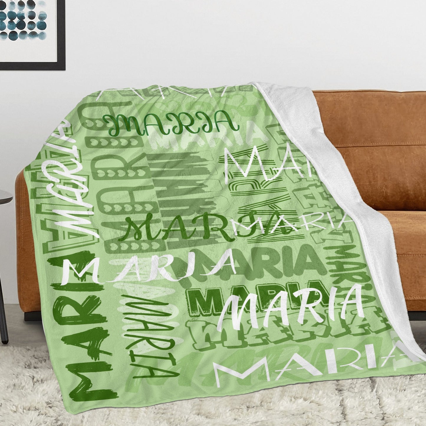 Green Flannel Blanket Name Blanket Personalized Blanket for Adult Kids Flannel Customize Throw Blanket Custom