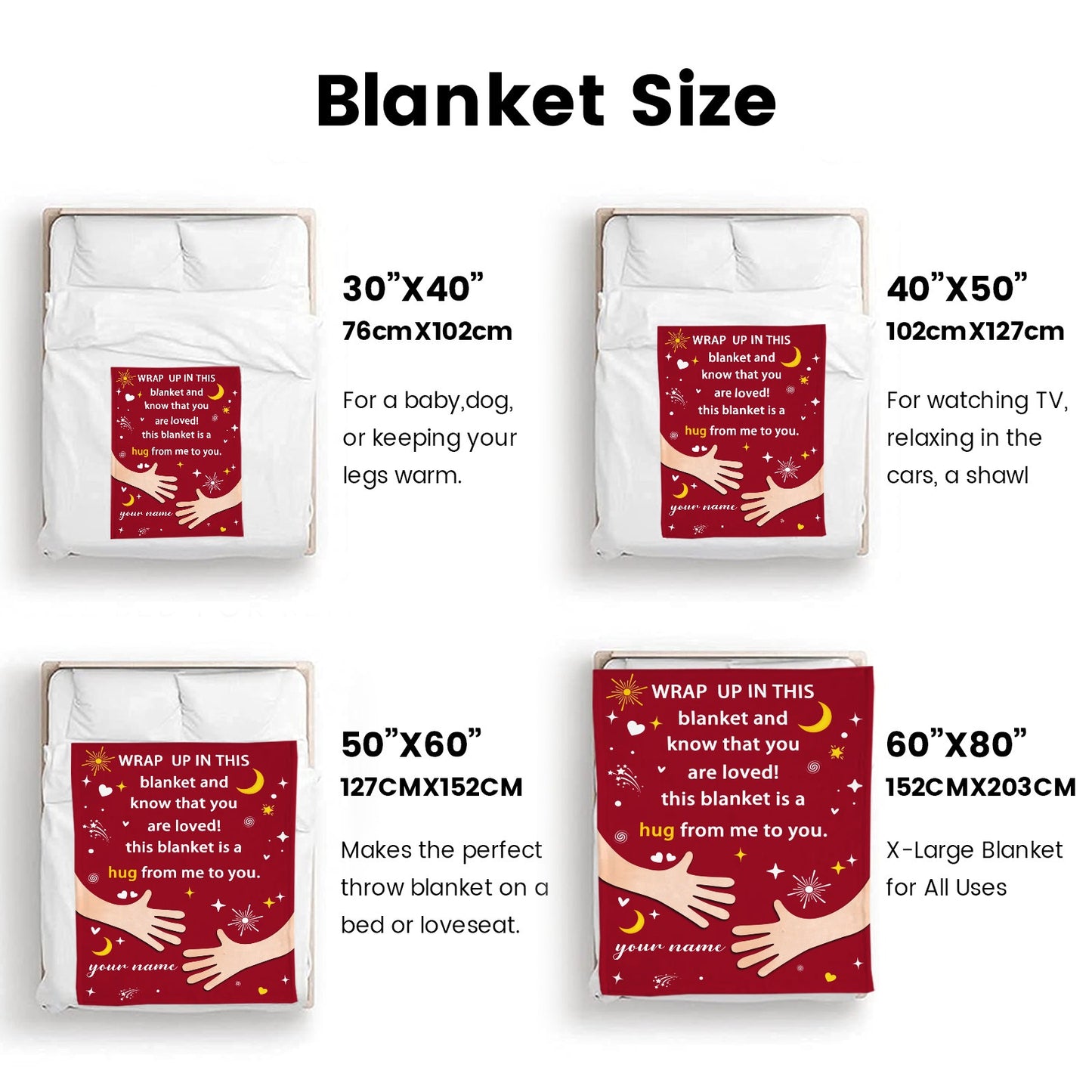 Red Flannel Blanket Custom Name Blanket Gift for Men Women