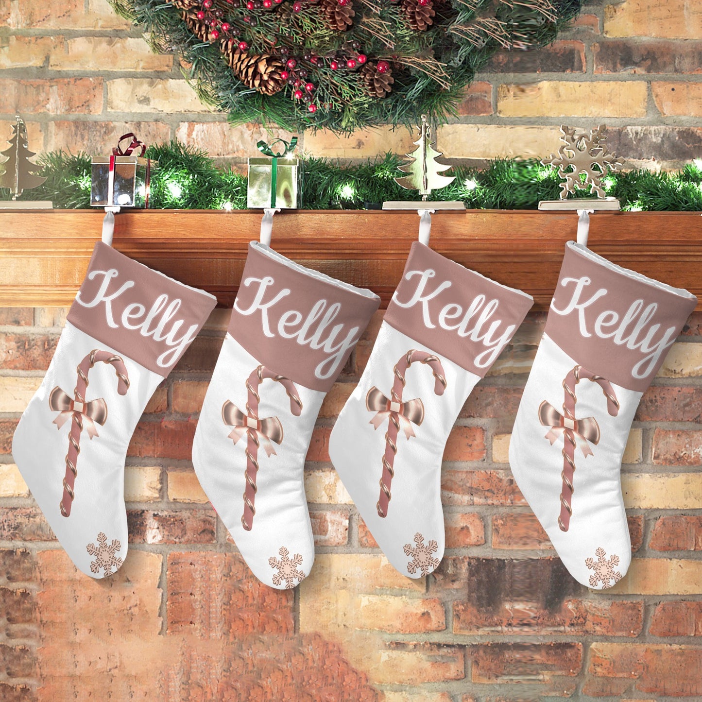 Bow Christmas Stocking Custom Name Santa Socks Gift