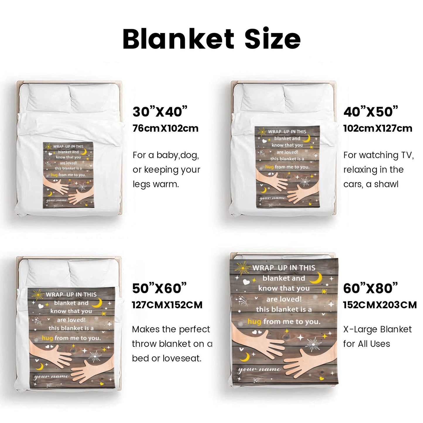Wood Flannel Blanket Custom Name Blanket Gift for Men Women