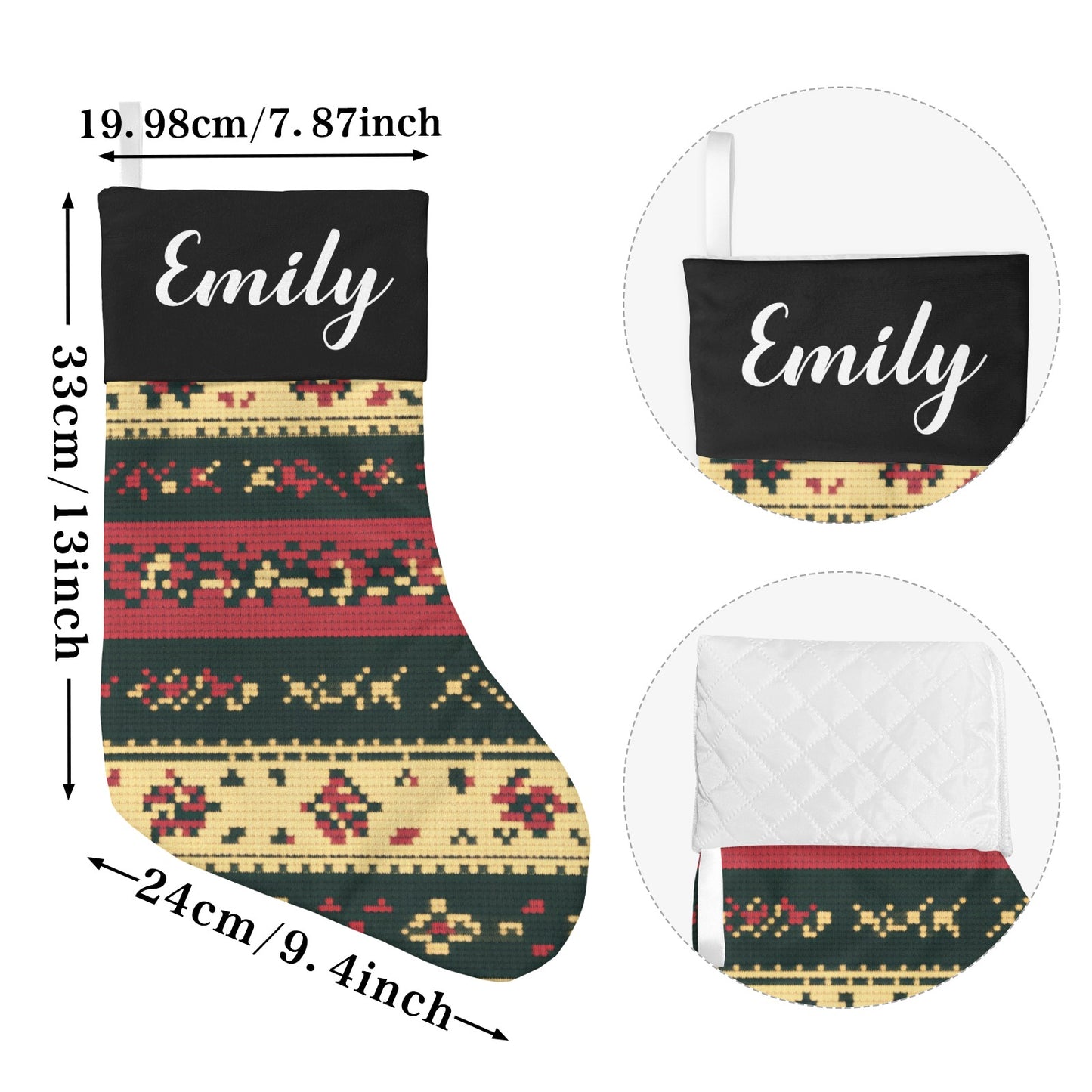 Black Christmas Stocking Custom Name Christmas Socks Gift