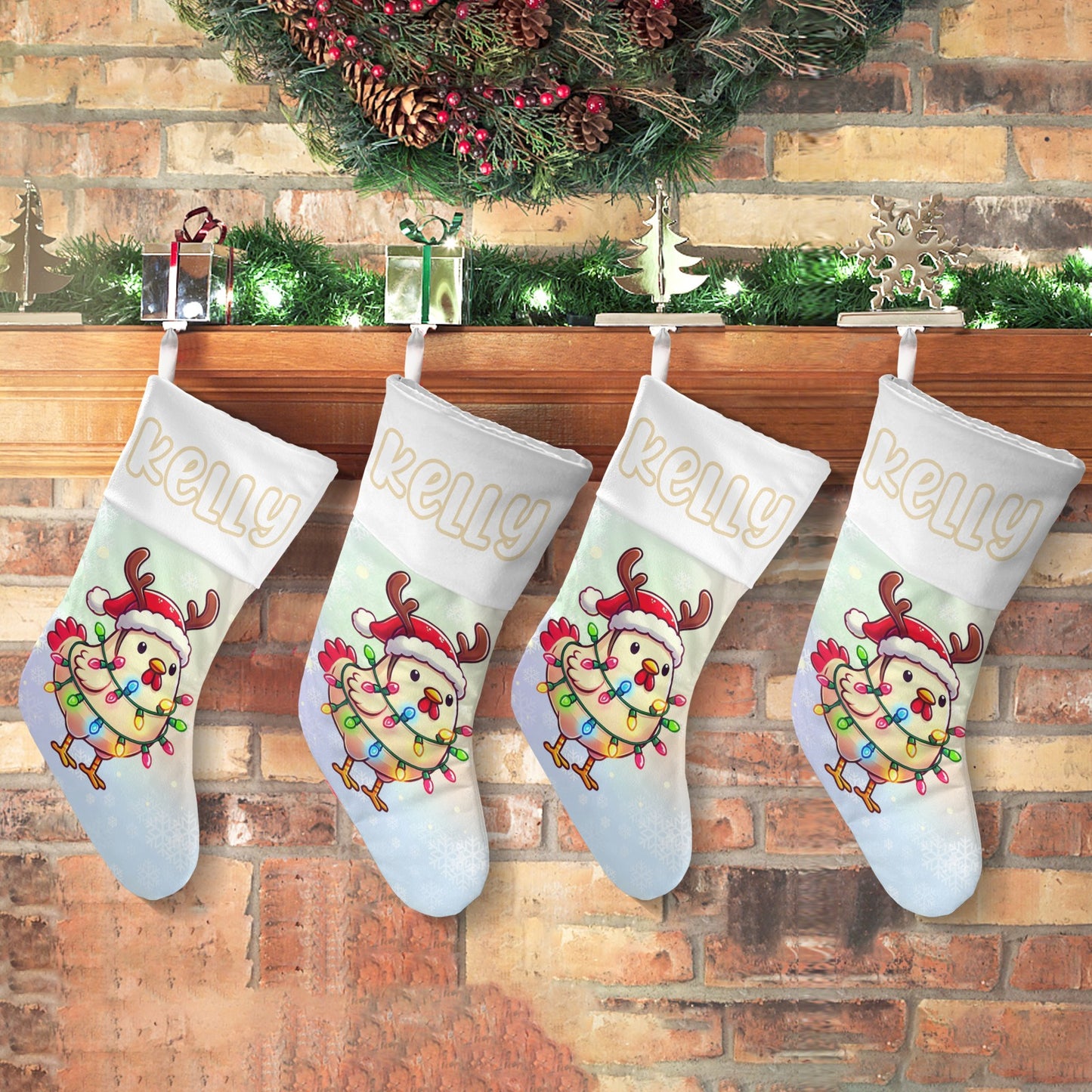 Chicken Christmas Stocking Custom Name Santa Socks Gift