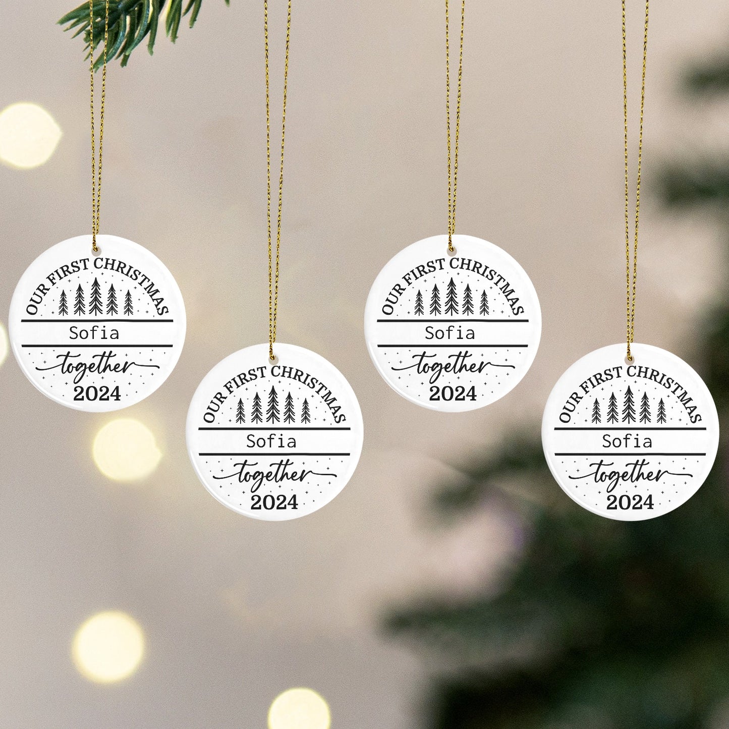 1st Christmas Christmas Ornaments Custom Name Santa Gift