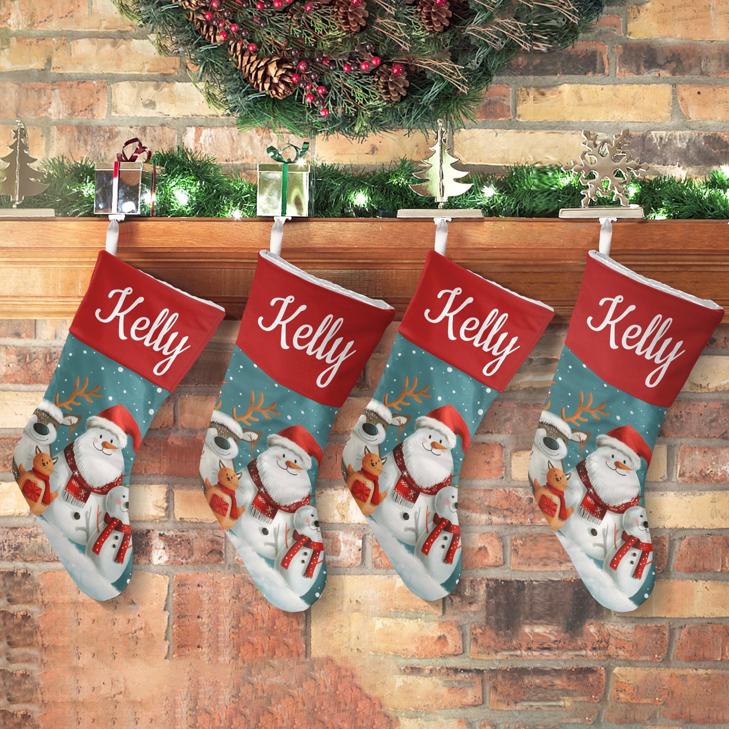 Snowman Christmas Stocking Custom Name Santa Socks Gift