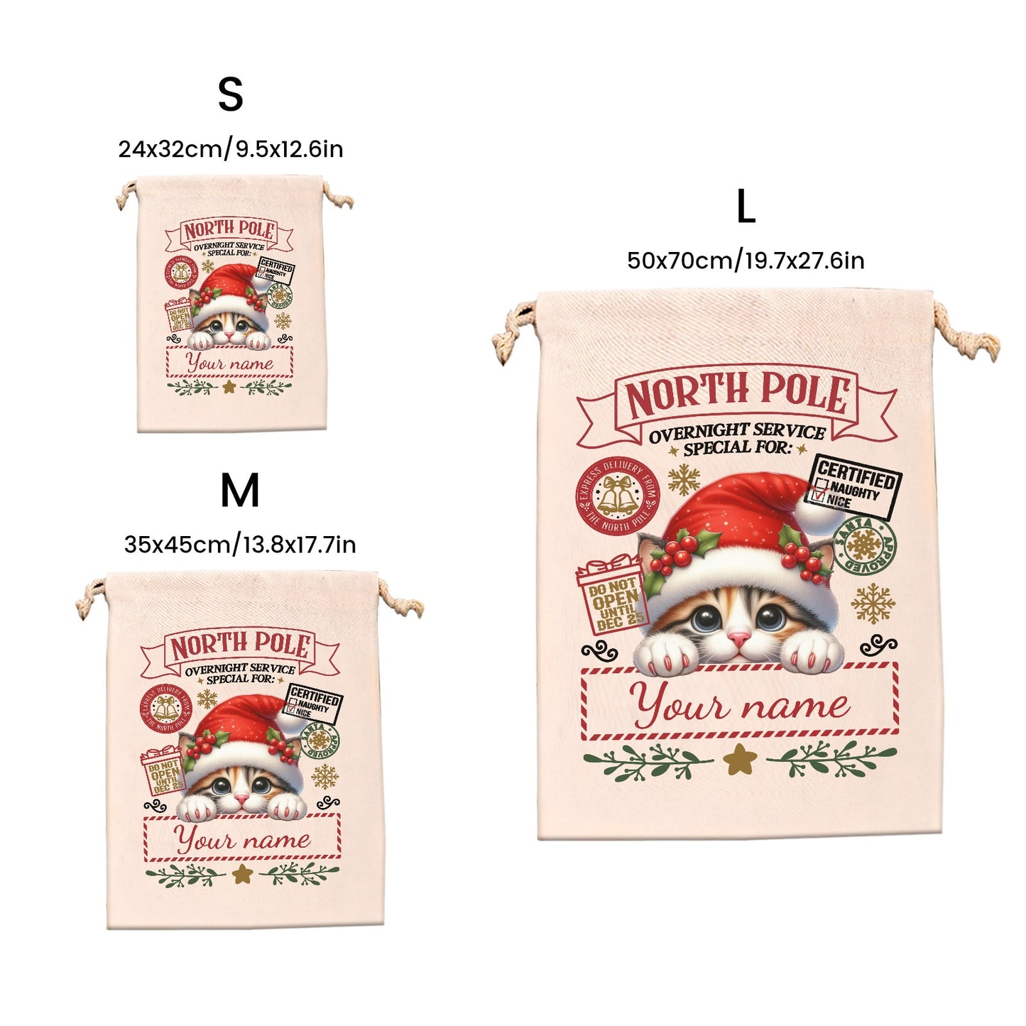 cat Christmas Gift Bag Personalized Christmas Wrapping Gift Bags