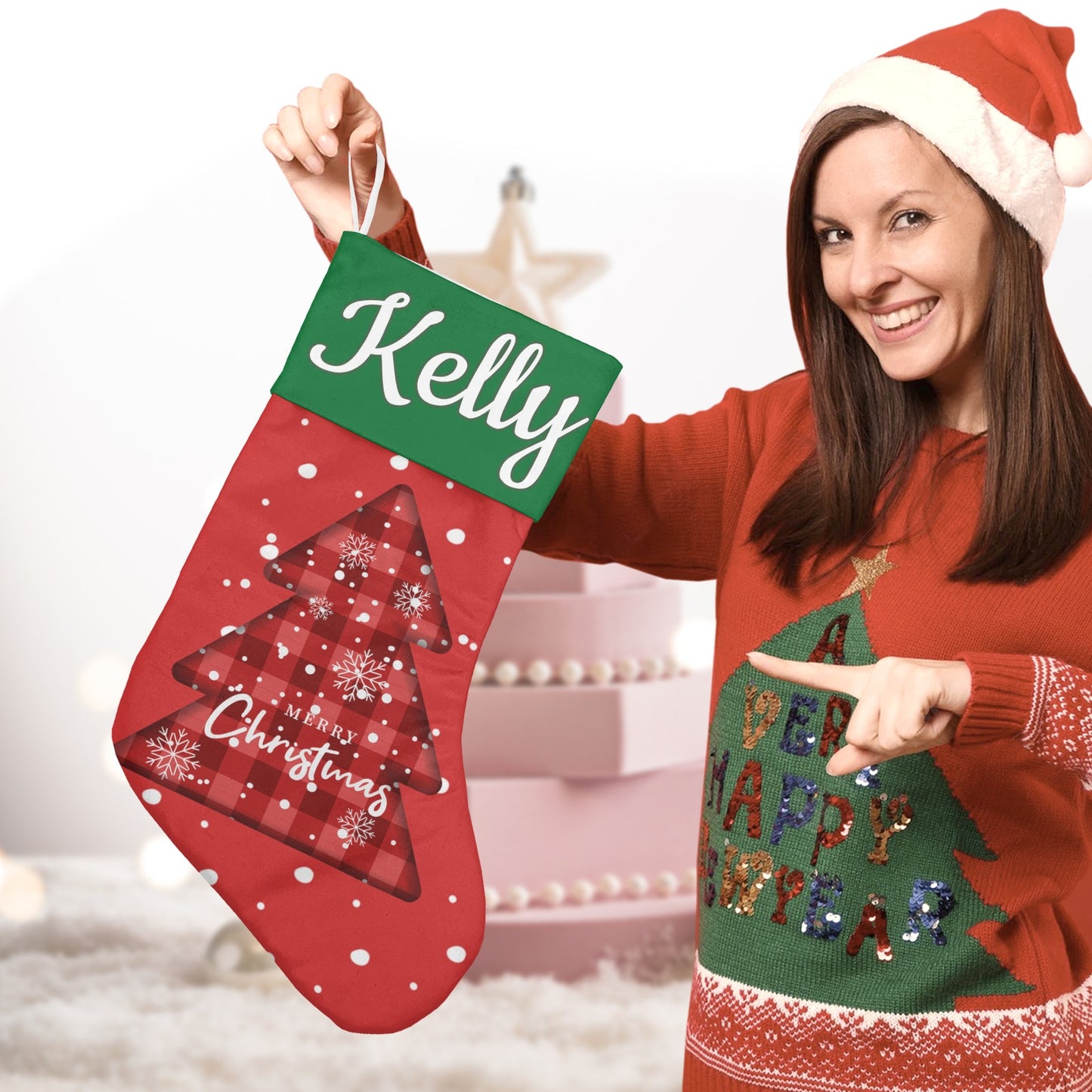 Dot Christmas Stocking Custom Name Santa Socks Gift