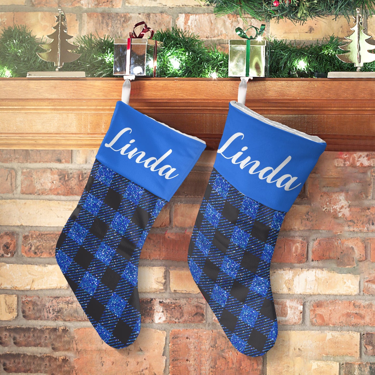 Blue Buffalo Bling Christmas Stocking Custom Name Christmas Socks Gift