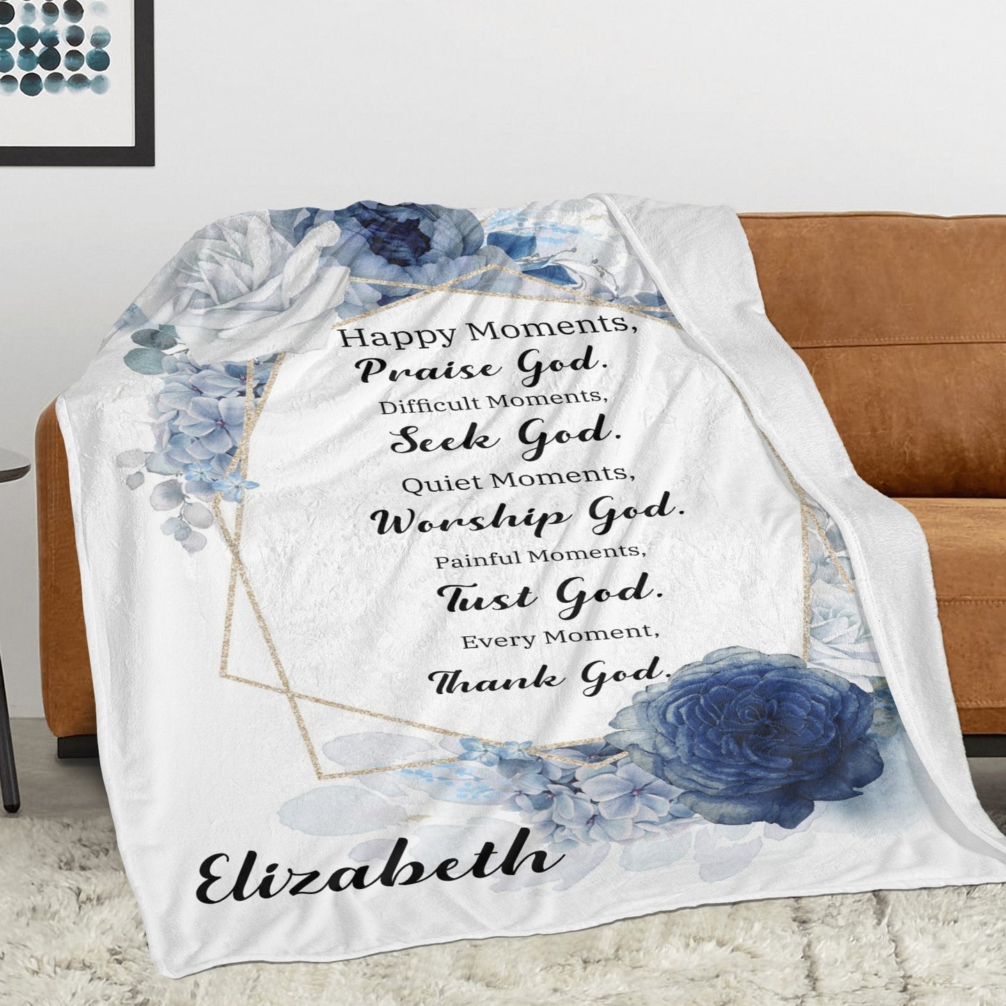Happy Moments Flannel Blanket Custom Name Blanket Gift for Men Women
