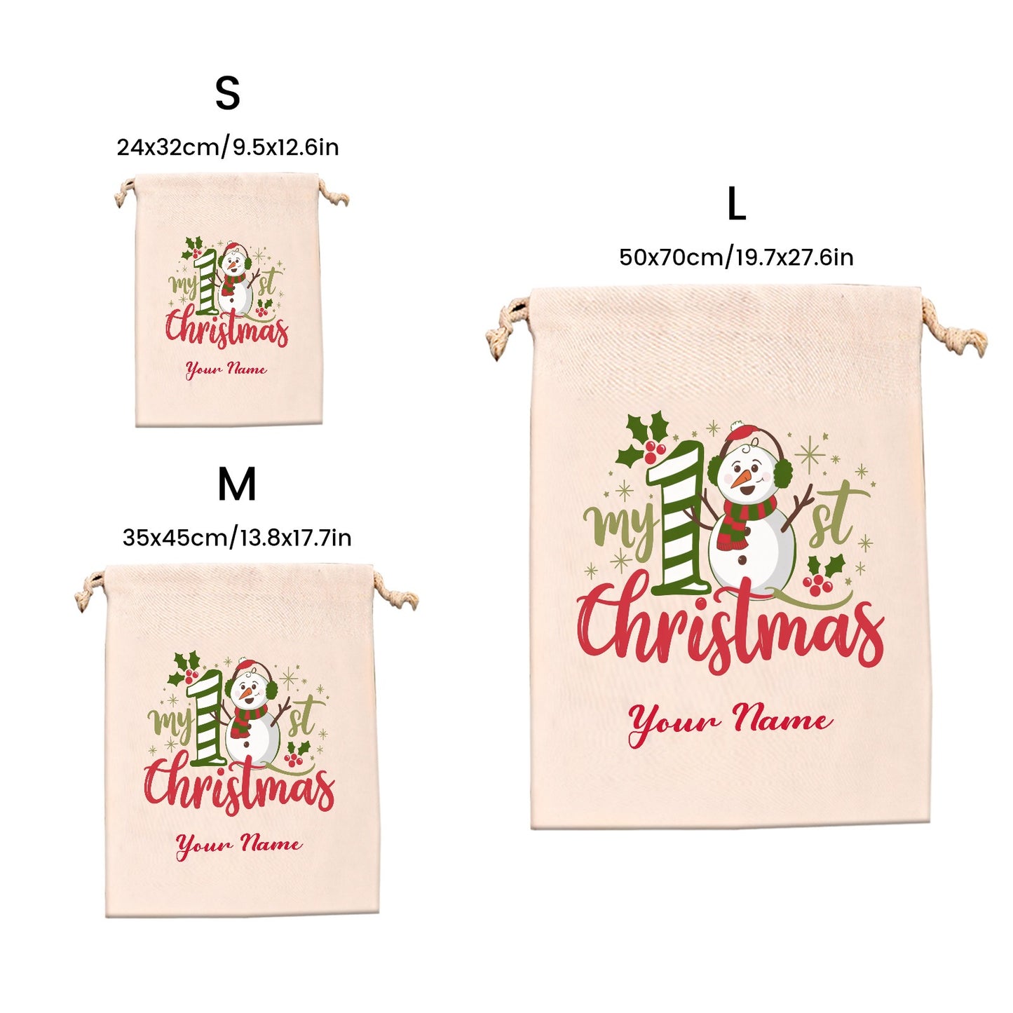 1St Christmas Christmas Gift Bag Custom Santa Gift Bags your Name