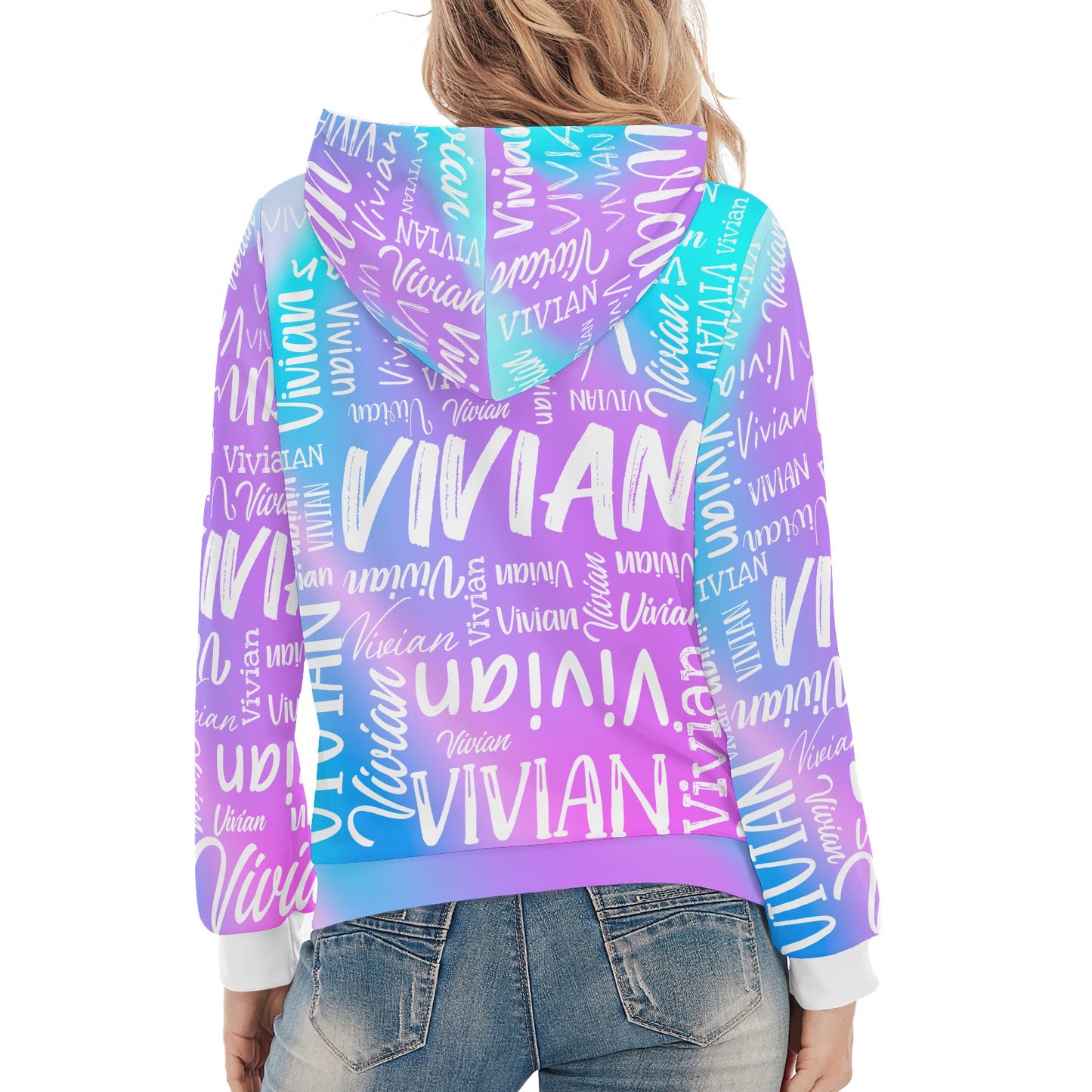 Blue Purple Unisex Heavy Blend Hoodie Customized Hooded Sweatshirt with Name Women and Girl
