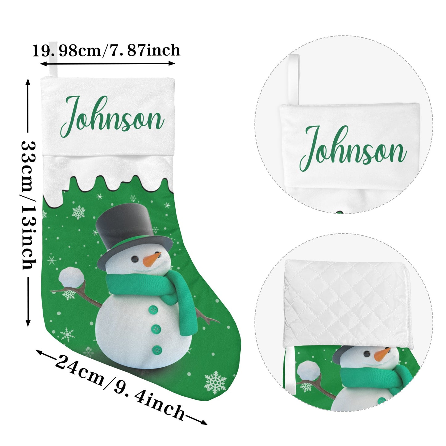 Snowman Christmas Stocking Custom Name Christmas Socks Gift