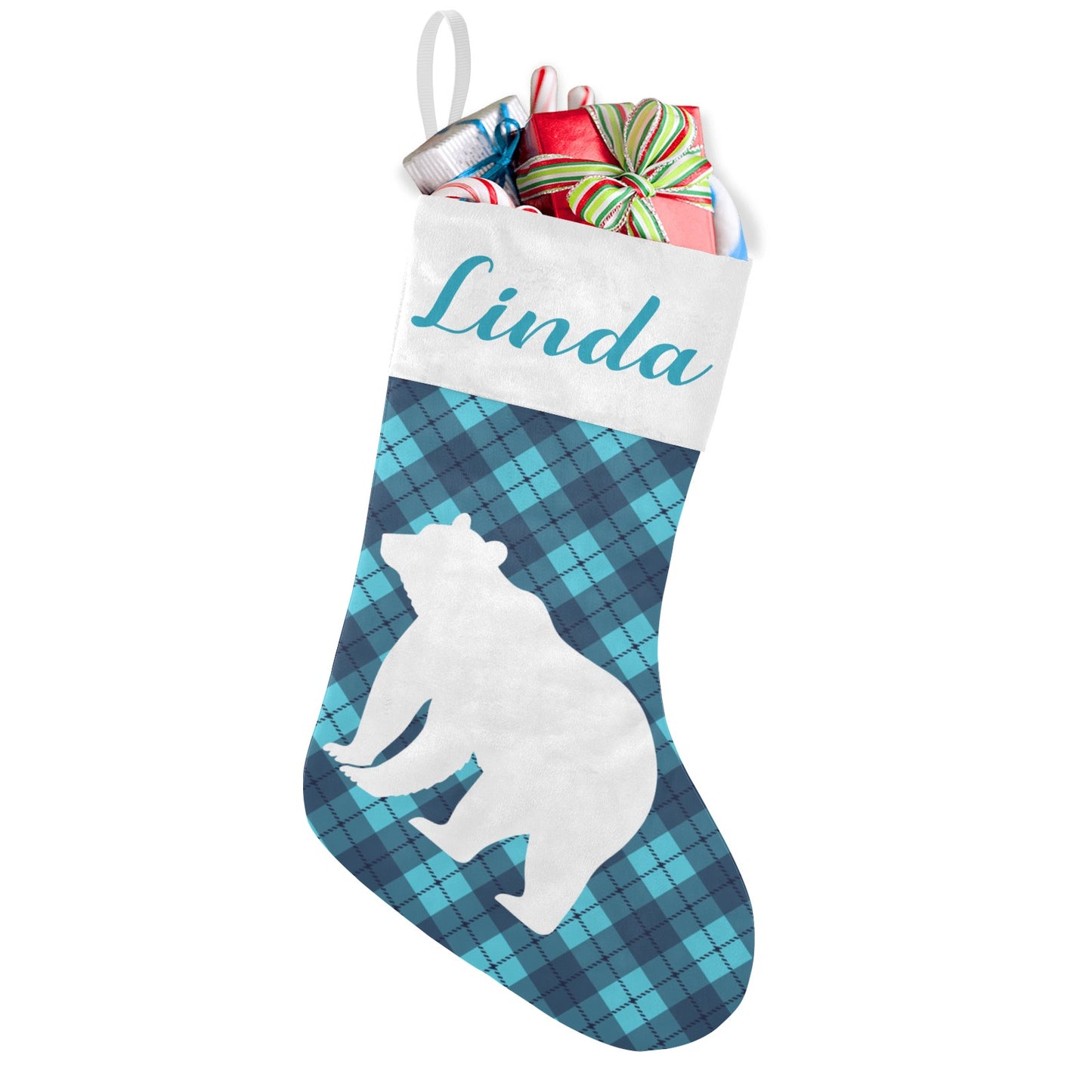 Blue Buffalo Bear Christmas Stocking Custom Name Christmas Socks Gift