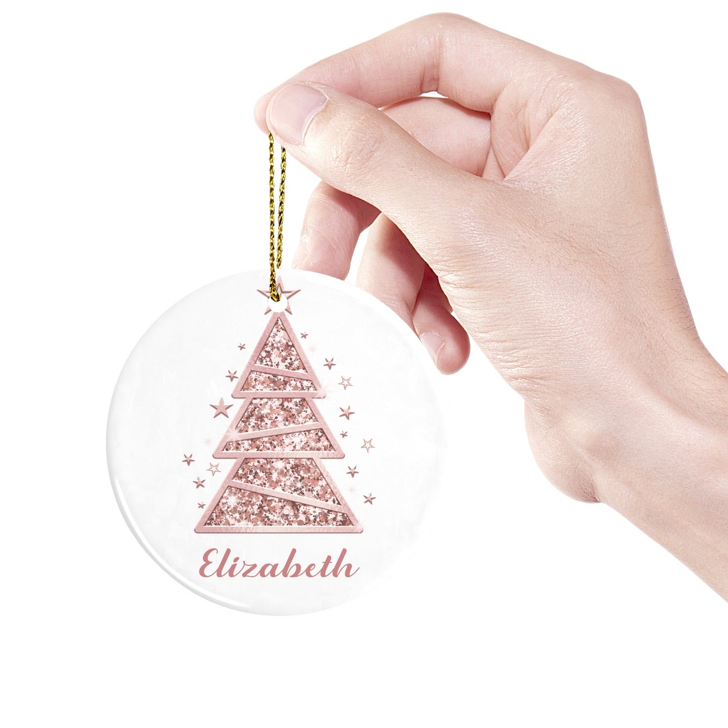 Christmas Tree Rose Gold Christmas Ornaments Custom Name Santa Gift